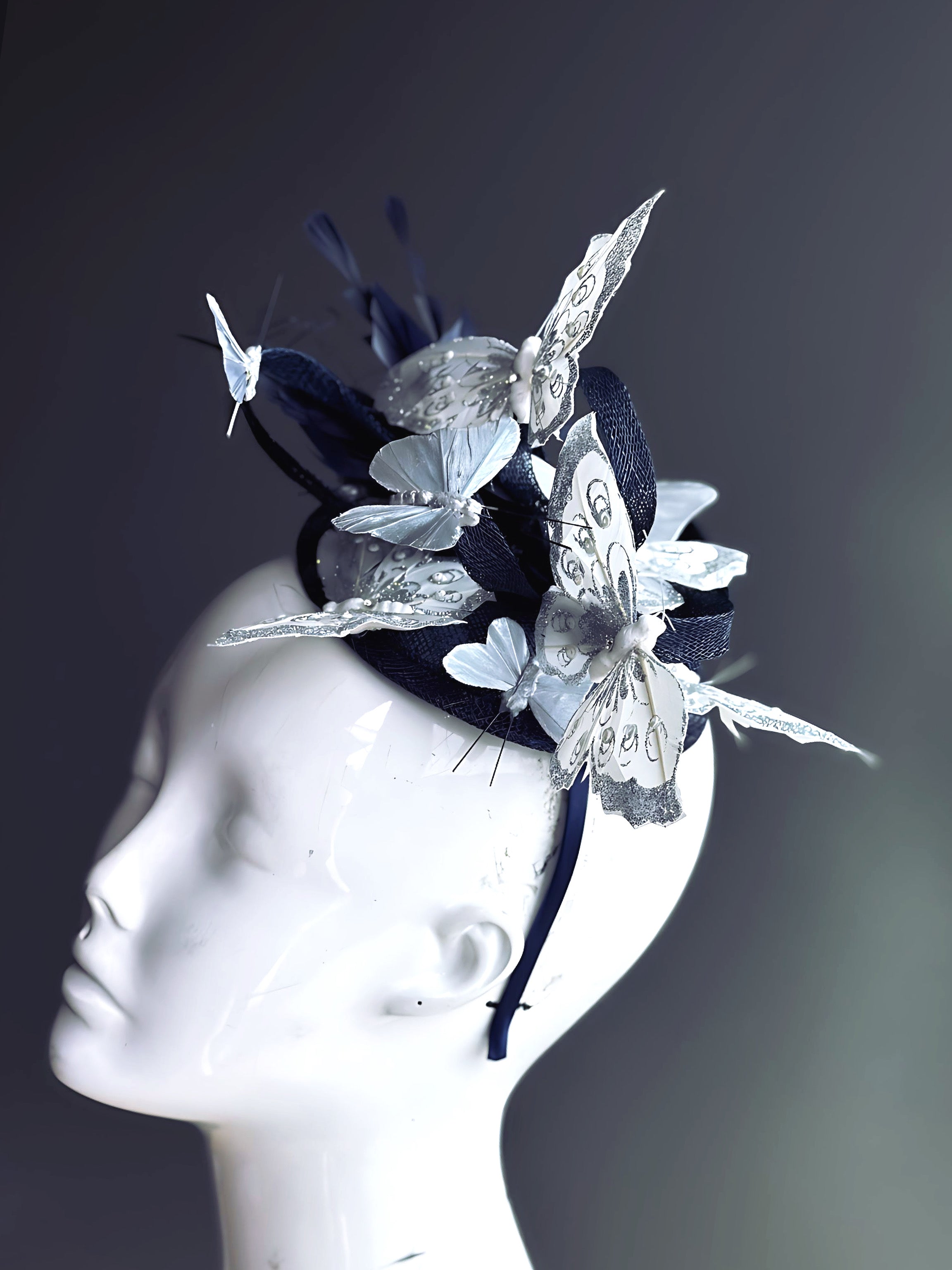 Elegant Silver Butterfly Fascinator Hair Clip - Perfect for Weddings, Parties, and Special Occasions