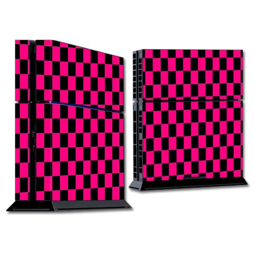 MightySkins Custom Skin Wrap Sticker for Sony PlayStation 4 (PS4) Console - Pink Check Design | Protective Decorative Cover for Gaming Setup & Personalization