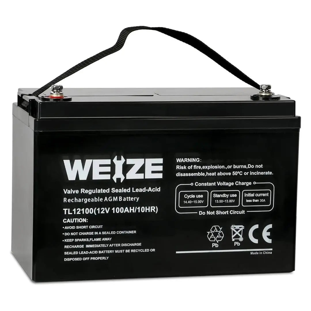 WEIZE 12V 100Ah Deep Cycle AGM Battery - Group Size 31 SLA Battery for RV, Marine, Solar & Off-Grid Power Systems - Maintenance-Free & Long-Lasting Performance
