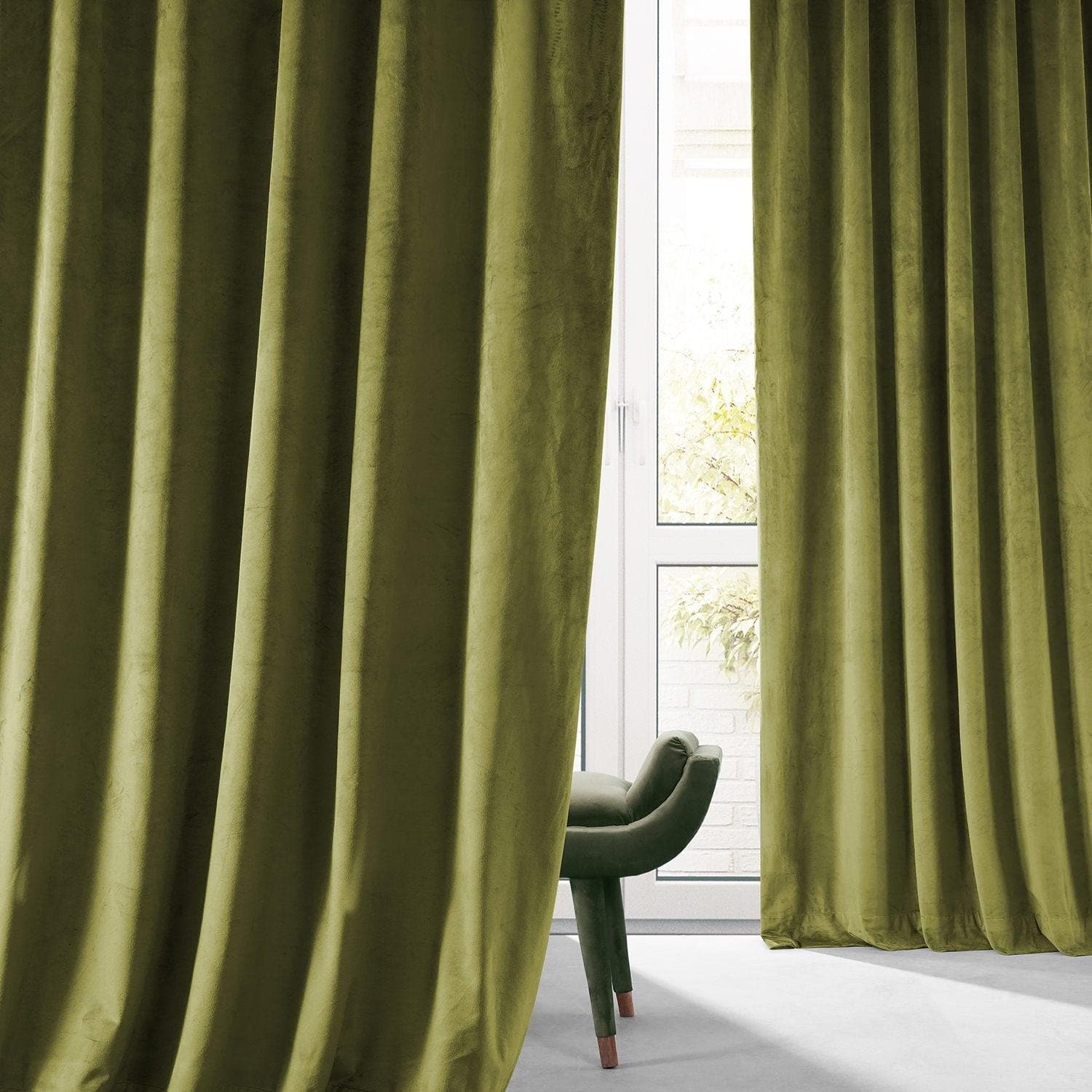 Jalapeno Green Signature Plush Velvet Blackout Curtains for Bedroom & Hotel - Thermal Insulated Noise Reducing Window Drapes for Home Decor