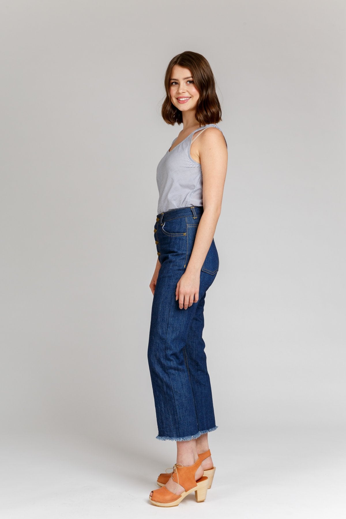 Megan Nielsen Dawn Jeans - High Waist Stretch Denim Pants for Women | Perfect for Casual Wear, Office & Everyday Outfits