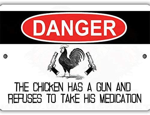Vintage Chicken Refuses Medication Metal Sign - 8x12 Inch Rustproof Aluminum Farmhouse Decor for Kitchen, Bar, Garage & Outdoor Use