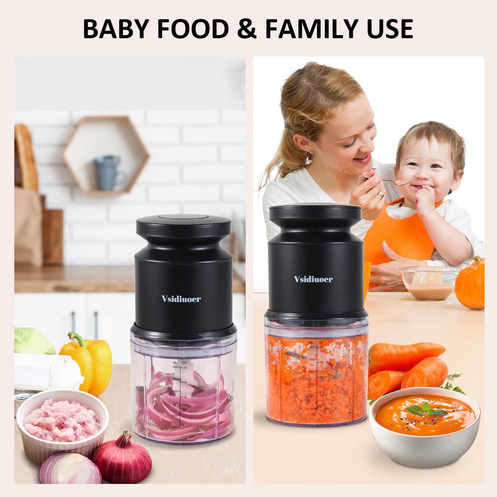 **2.5 Cup Mini Food Processor & 400W Meat Grinder - 4 Stainless Steel Blades Electric Food Chopper for Meat, Vegetables, Fruits, Nuts - Perfect for Meal Prep, Baby Food & Smoothies**