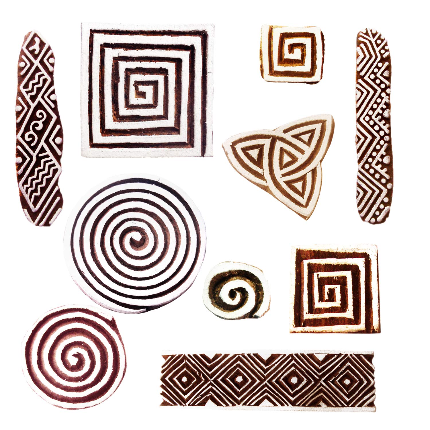 Royal Kraft Wooden Stamps Set of 10 - Handmade Block Printing Stamps for Fabric, Textile, Clay & Pottery - DIY Saree Border Design, Tattoo Art & Craft Projects - Perfect for Home Decor, Scrapbooking & Gift Making