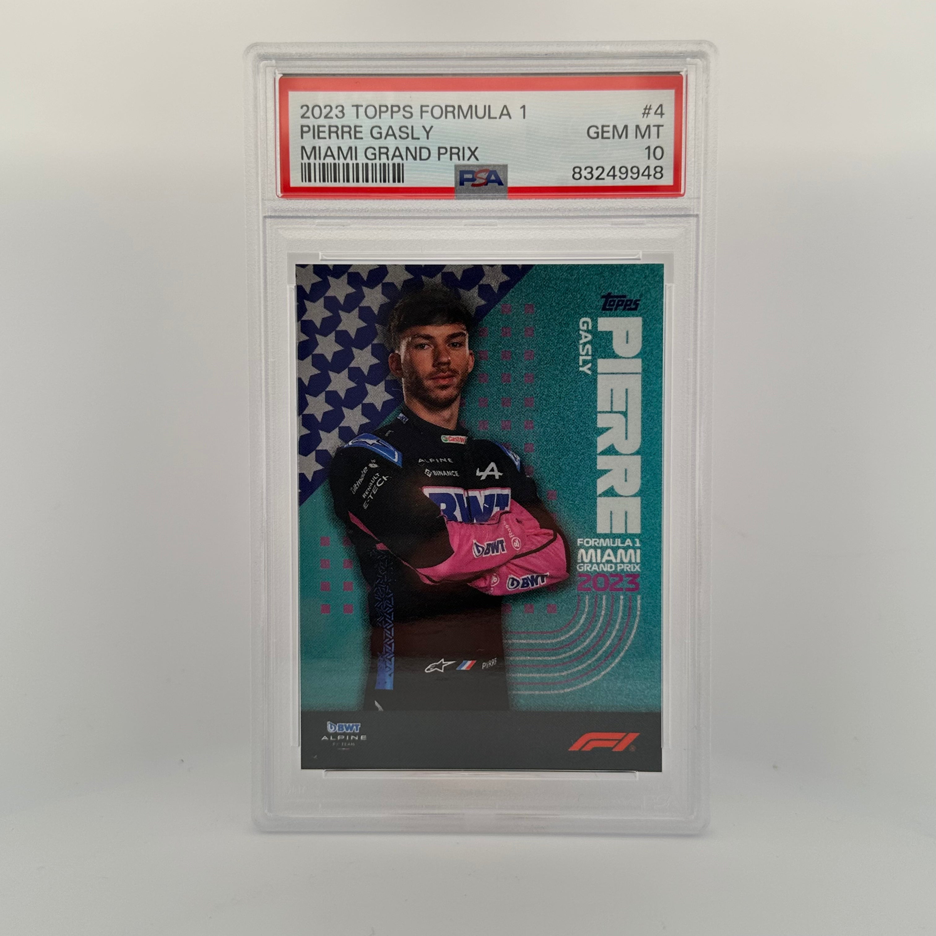 PSA 10 Graded Pierre Gasly #4 2023 Miami Grand Prix F1 Trading Card - Collectible Memorabilia for F1 Fans & Racing Enthusiasts