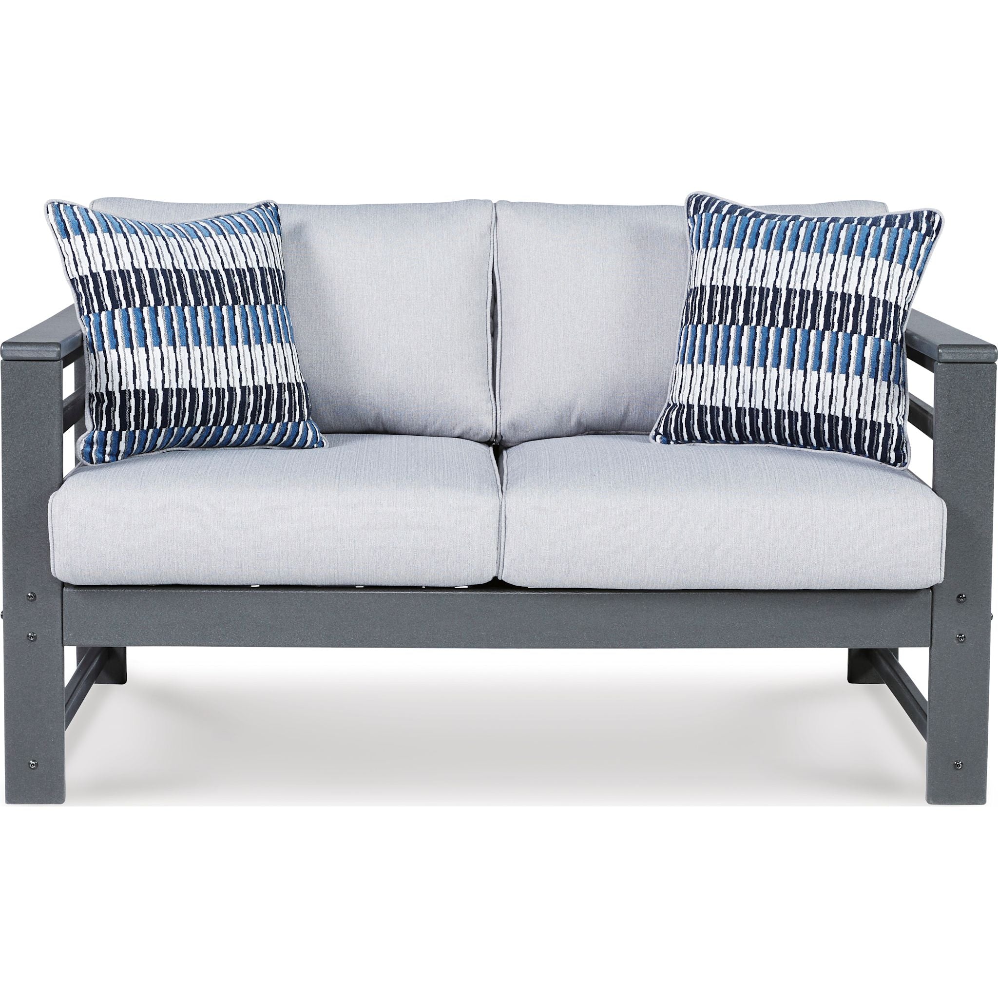 Amora Outdoor Loveseat with Cushion - Waterproof Patio Furniture Set, Charcoal Gray - Perfect for Garden, Backyard, Poolside & Balcony Relaxation