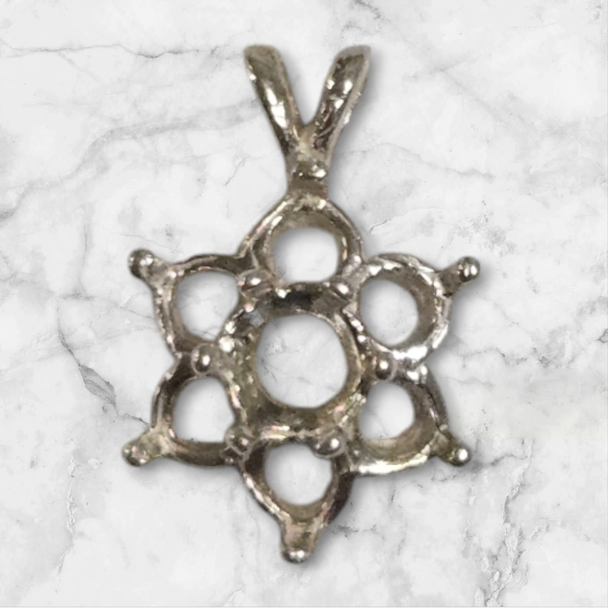 Solid Sterling Silver or 14K Gold Multi-Stone Round Cluster Pre-Notched Pendant Setting - Handcrafted Jewelry Made in USA (161 230/141 230) - Perfect for Necklaces, Bracelets & DIY Jewelry Making