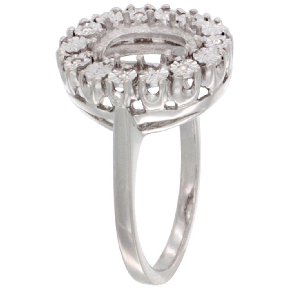 9x7mm Oval Lemon Quartz Sterling Silver Ring with Diamond Accent - Sizes 5-10 | Elegant Jewelry for Women, Perfect Gift for Birthday, Anniversary & Special Occasions