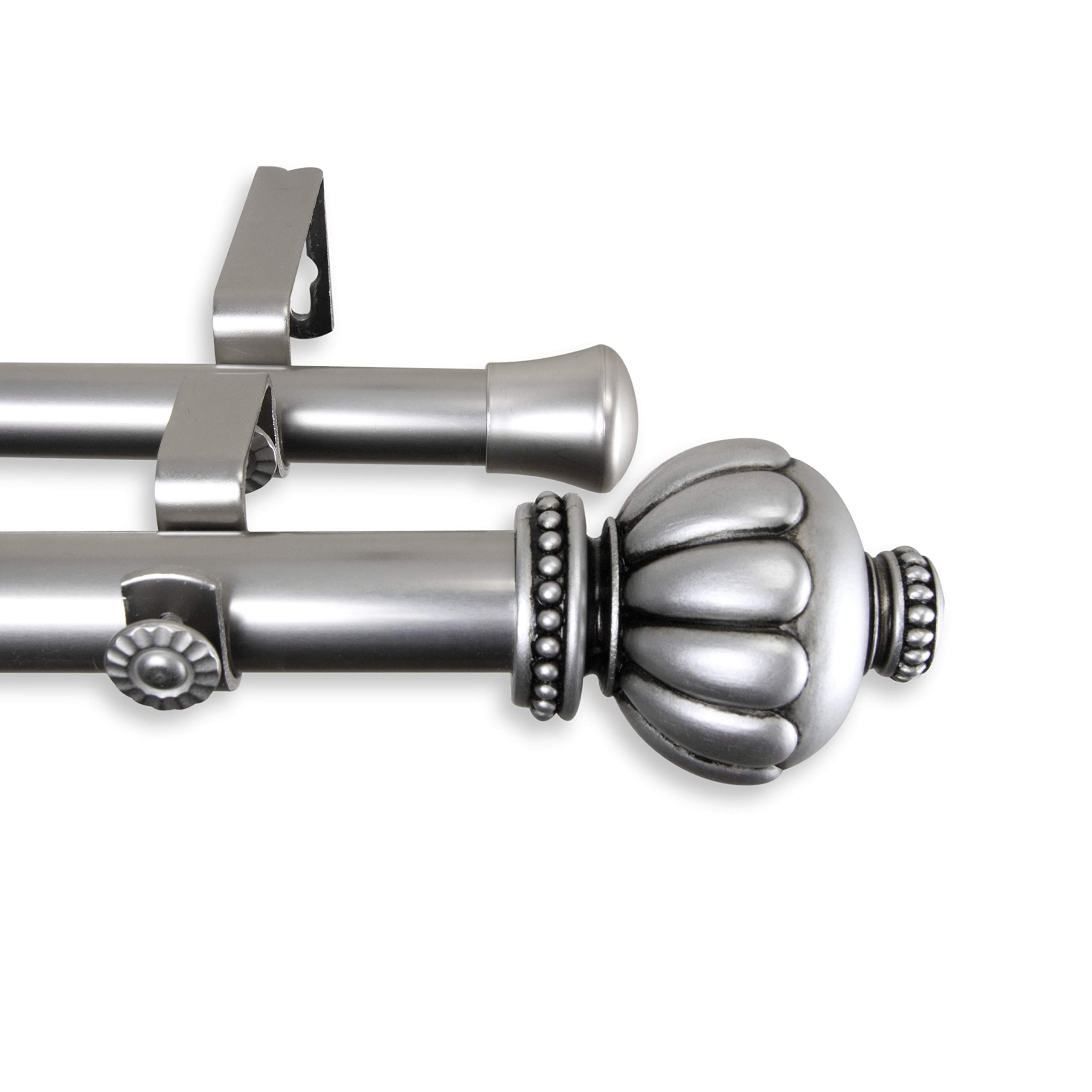 Rod Desyne 1 Inch Manhattan Double Curtain Rod - Adjustable 66 to 120 Inches - Satin Nickel Finish - Perfect for Living Room, Bedroom & Window Treatments