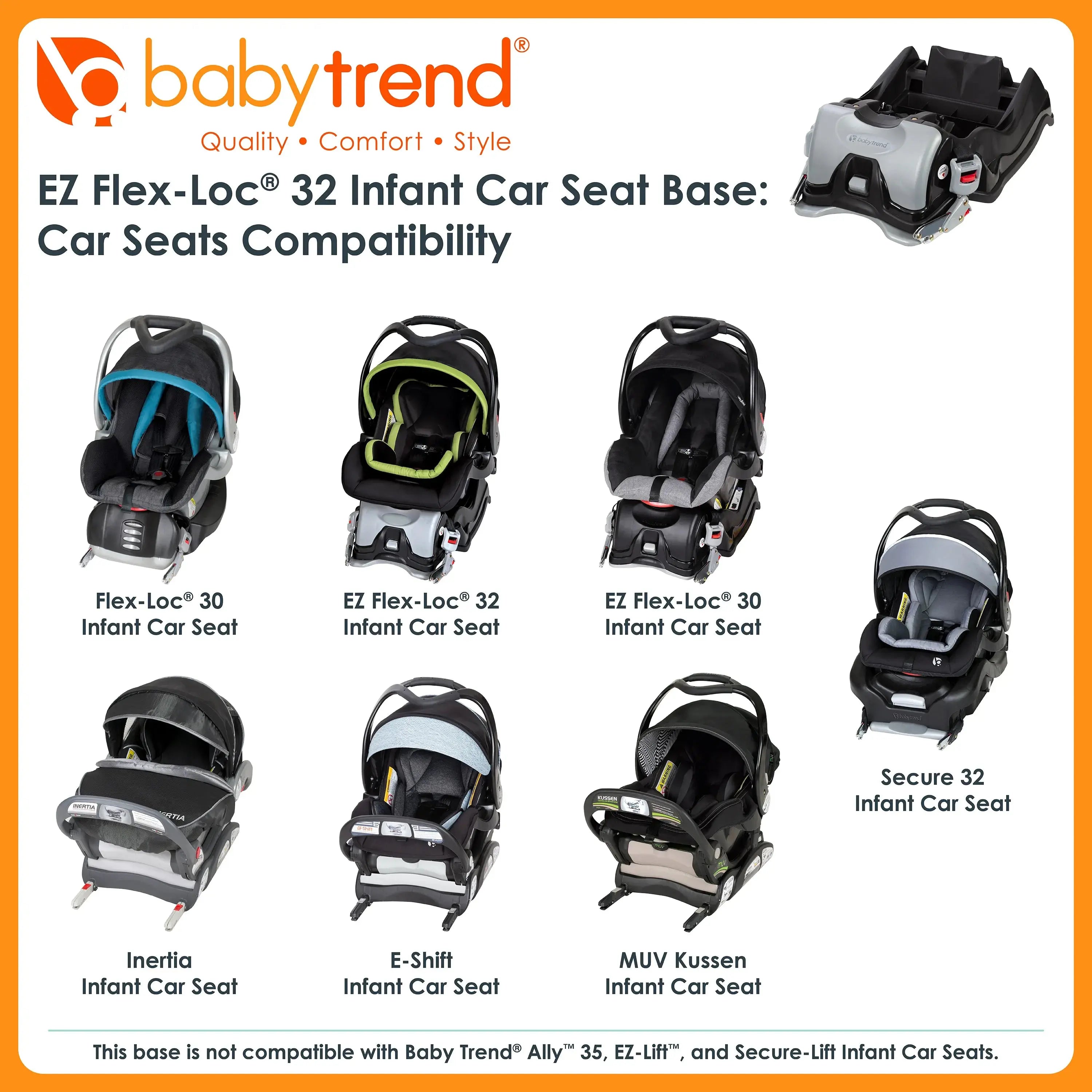 EZ Flex Loc® 32 Infant Car Seat Base - Universal Fit for Most Vehicles, Easy Installation, Safety Certified - Perfect for Newborns, Travel & Everyday Use