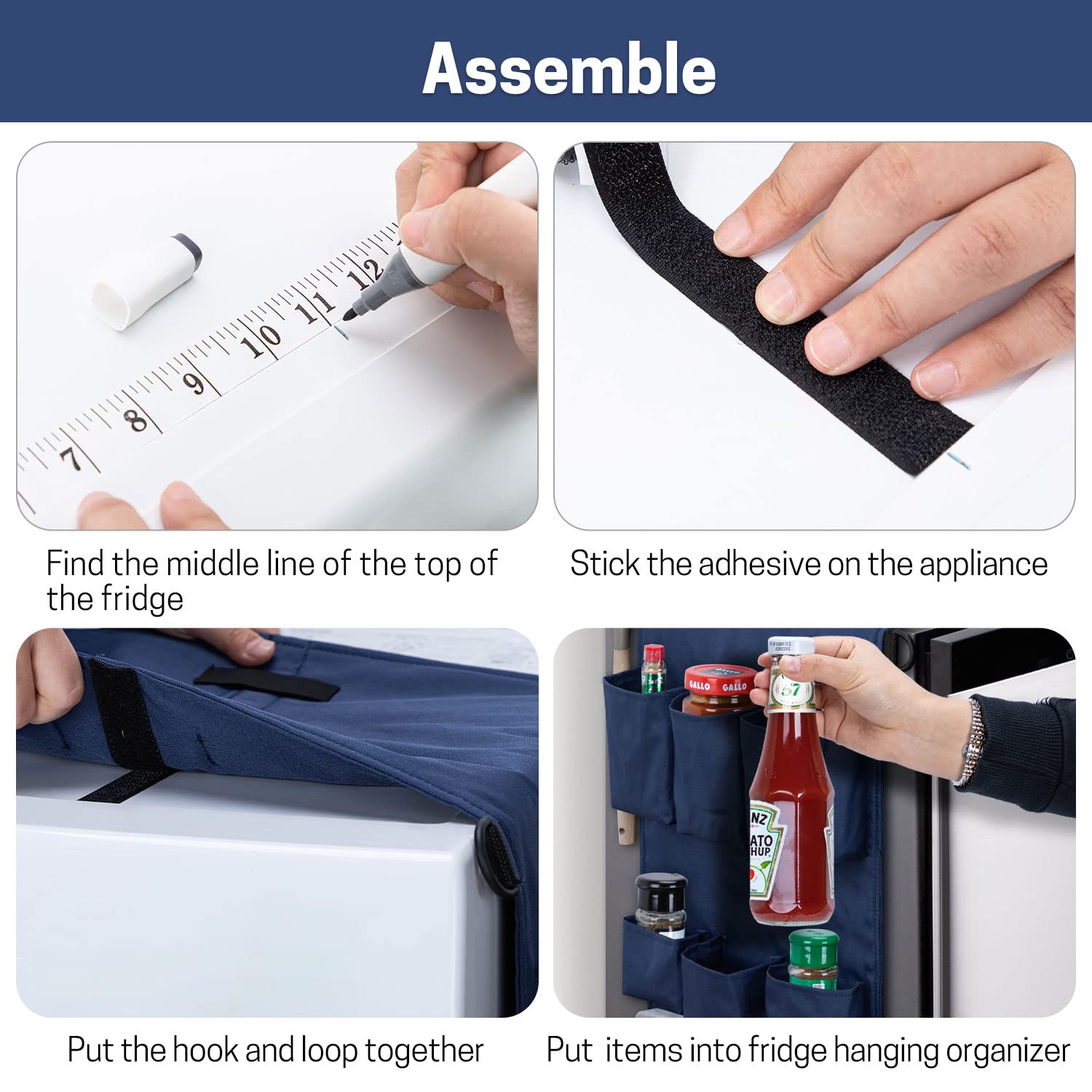 SWISSELITE Mini Fridge Caddy Organizer - Over The Fridge Storage with 18 Waterproof Pockets for Kitchen, Dorm, Office & Home - Perfect for Spice Storage, Snack Organization & Beverage Containers