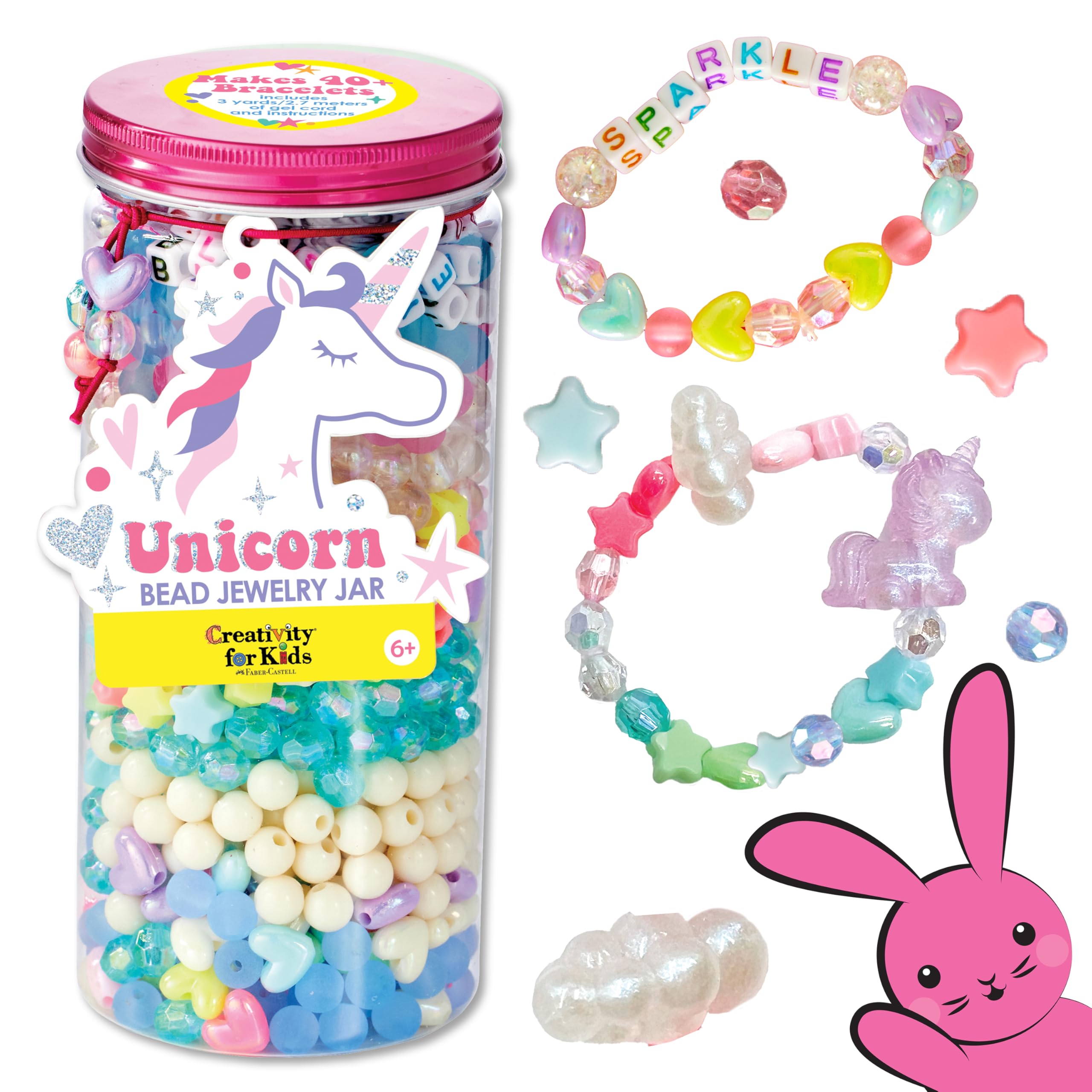 Creativity for Kids Unicorn Bead Jewelry Kit - DIY 40+ Friendship Bracelets & Unicorn Charms for Girls Ages 6-12 | Arts & Crafts Activity, Creative Gift for Birthday & Party | Perfect for Playdates, Sleepovers & Craft Time