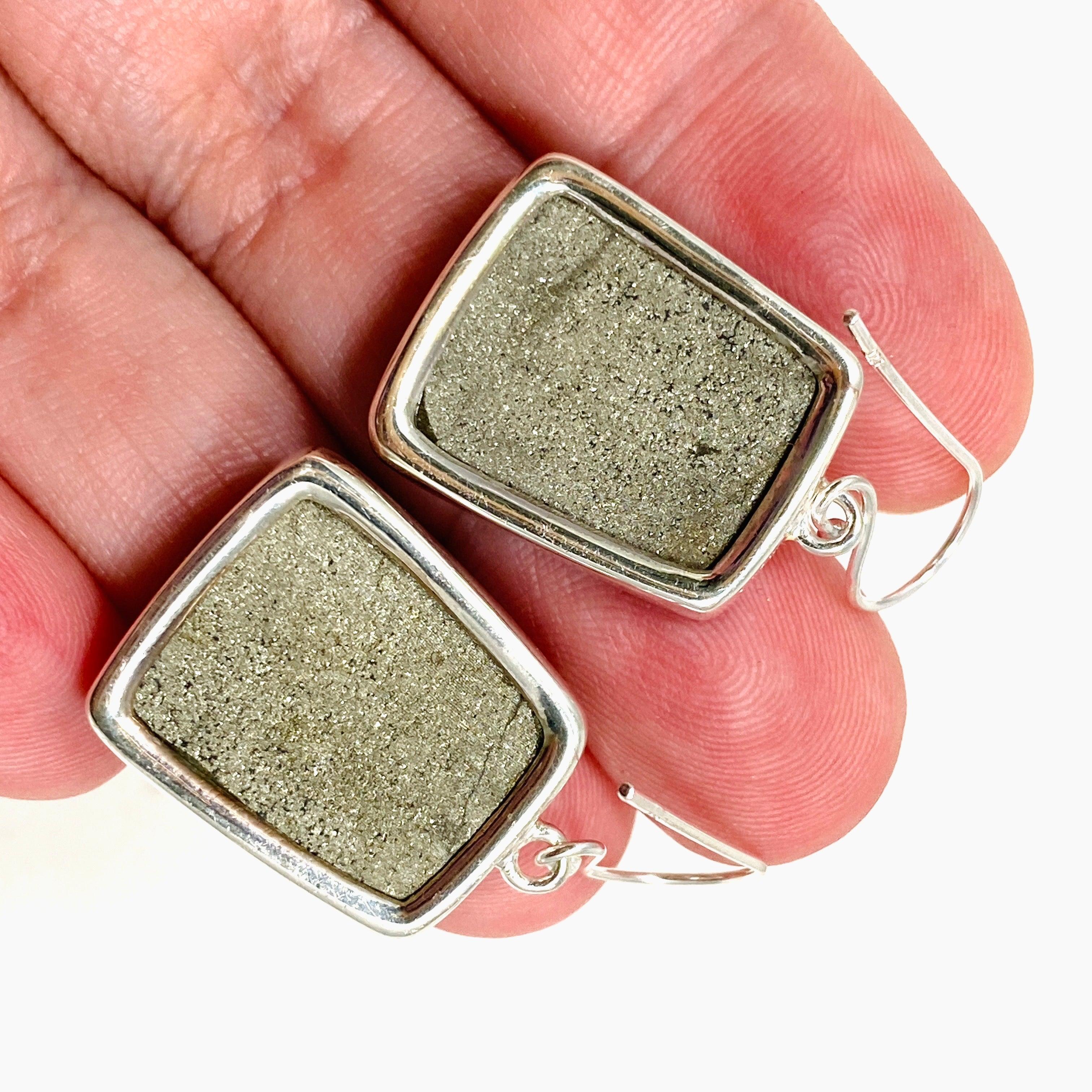 Natural Pyrite Raw Trapezoid Earrings for Women - Handmade Gemstone Jewelry KEGJ1442 - Perfect for Boho Style & Everyday Wear