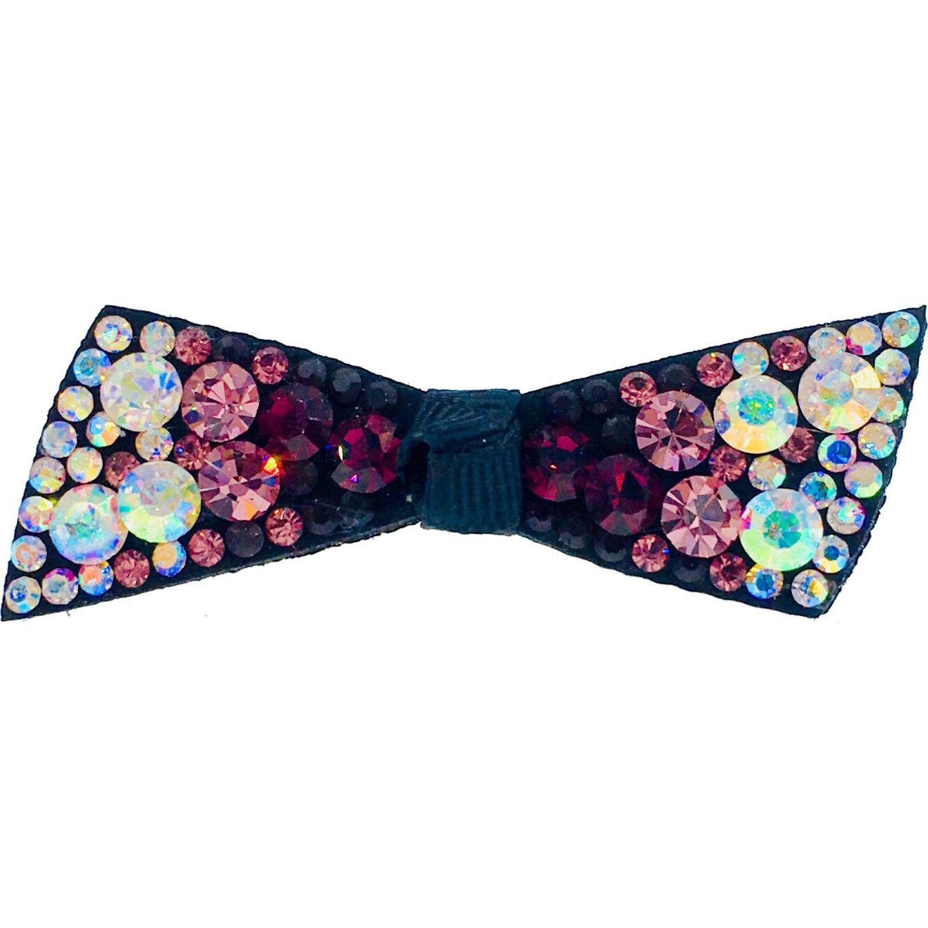 Elegant Swarovski Crystal Bow Knot Hair Clip - Acrylic Black Base with AB Pink Magenta Finish | Perfect for Weddings, Parties & Everyday Glamour