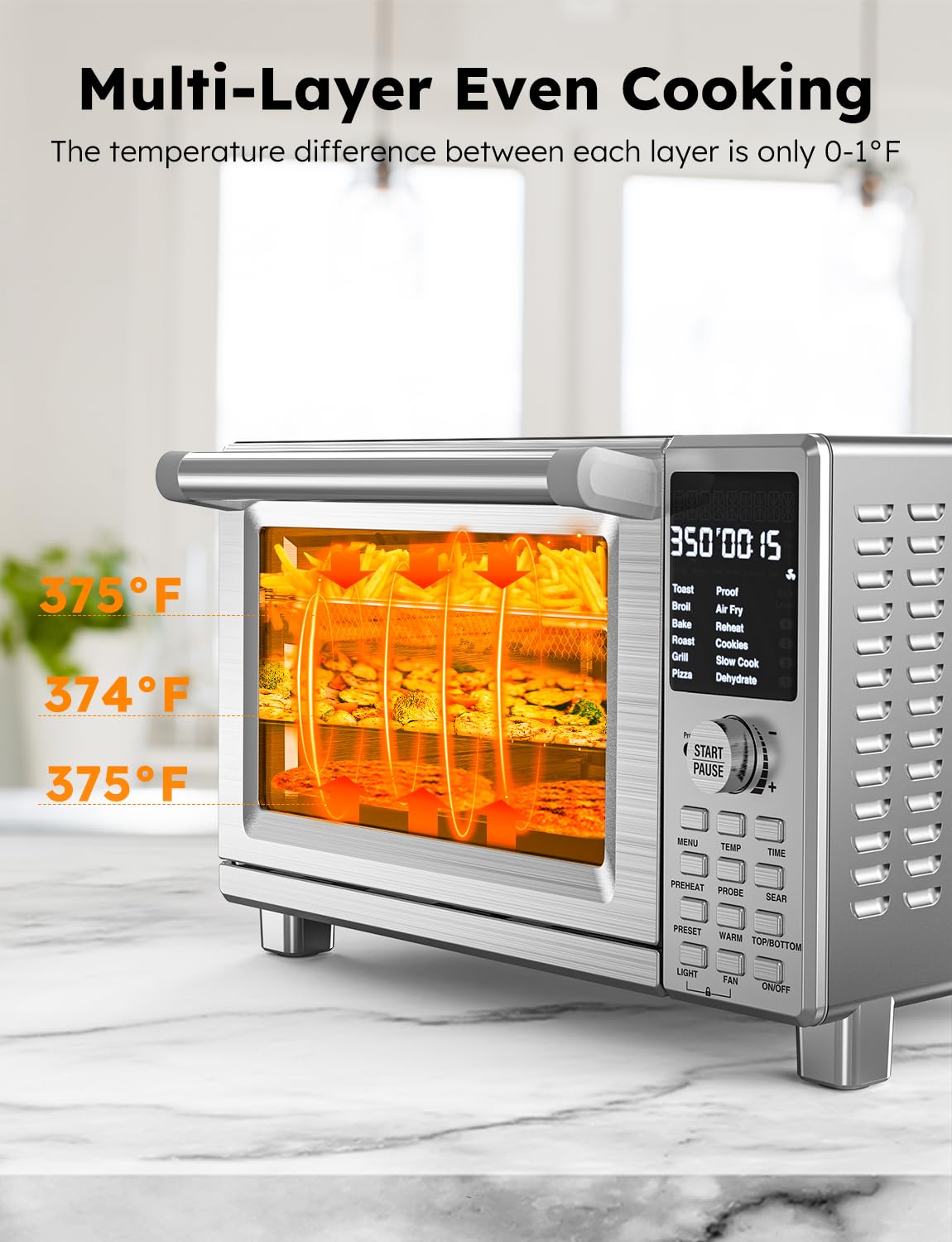 Nuwave Bravo Pro Smart Toaster Oven Countertop - 30QT Stainless Steel Air Fryer Combo with 100% Convection, 112 Presets & Pizza Zones | 35% Crispier, PFAS Free | Perfect for Baking, Roasting & Air Frying in Small Kitchens