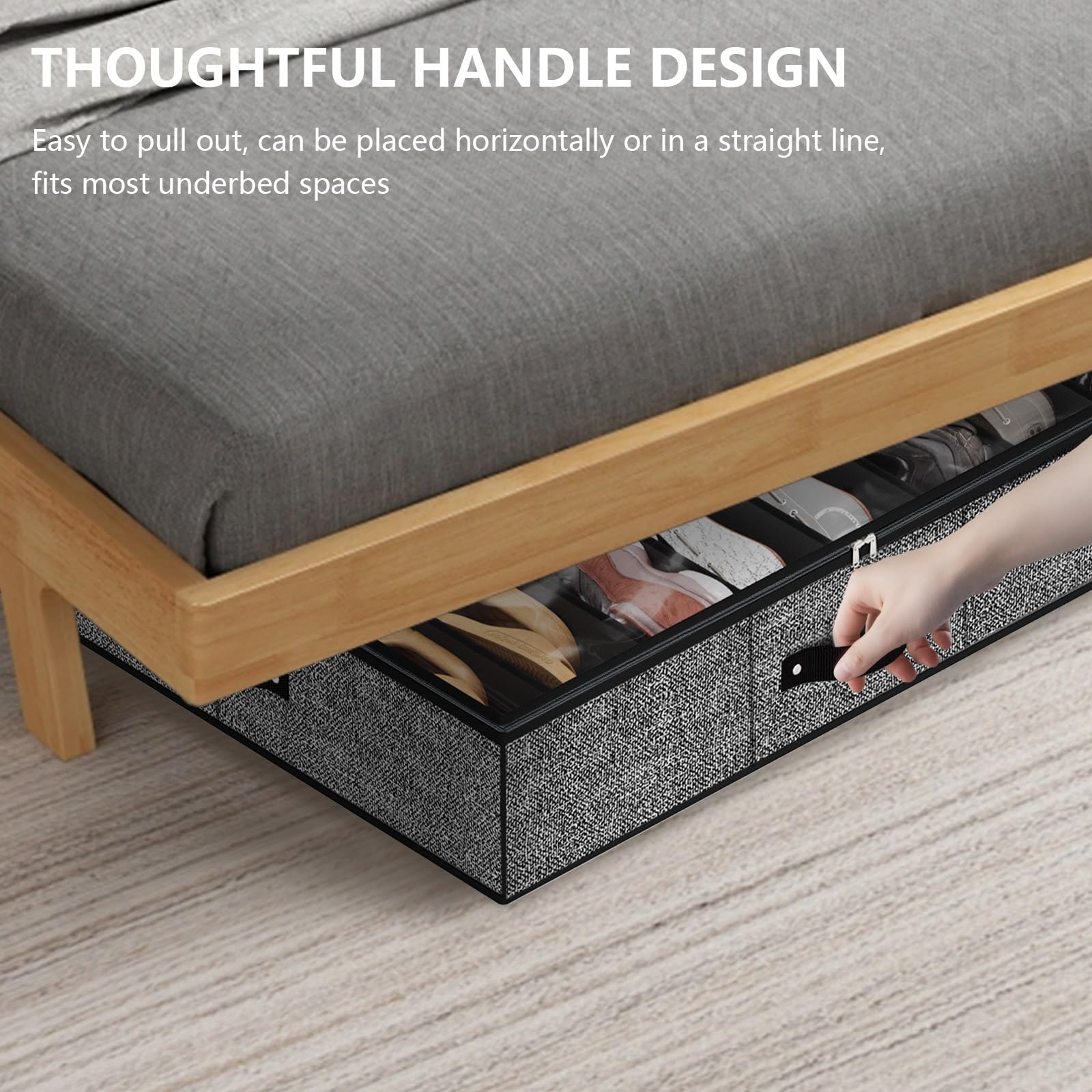 32 Pairs Under Bed Shoe Organizer - Extra Large Shoe Storage Boxes & Bins for Closet, Bedroom - Black Set of 2 - Perfect for Sneakers, Boots & Sandals Organization