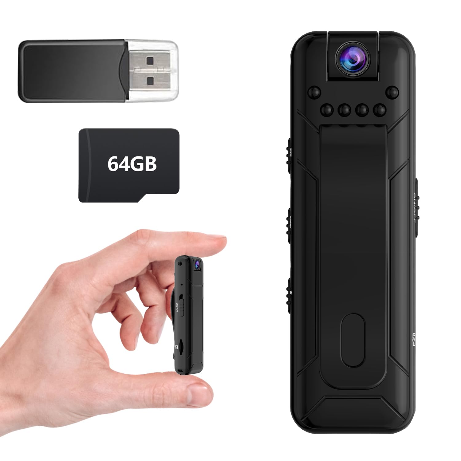 1080P HD Body Camera with 64GB Memory, 10-Hour Battery & 180° Rotating Lens - Wearable Security Camera for Police, Security Guards, Outdoor Activities, Cycling, and Travel Recording