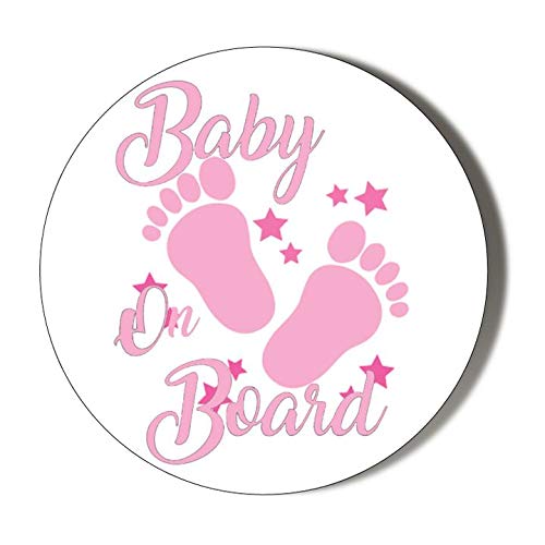Pink Baby on Board Theme 58mm Handheld Makeup Mirror - Perfect for Travel, Nursery Decor & Gift Giving