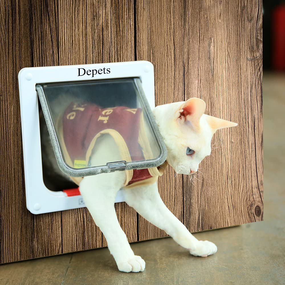 Depets Medium Cat Flap Door with 4-Way Lock (7.5