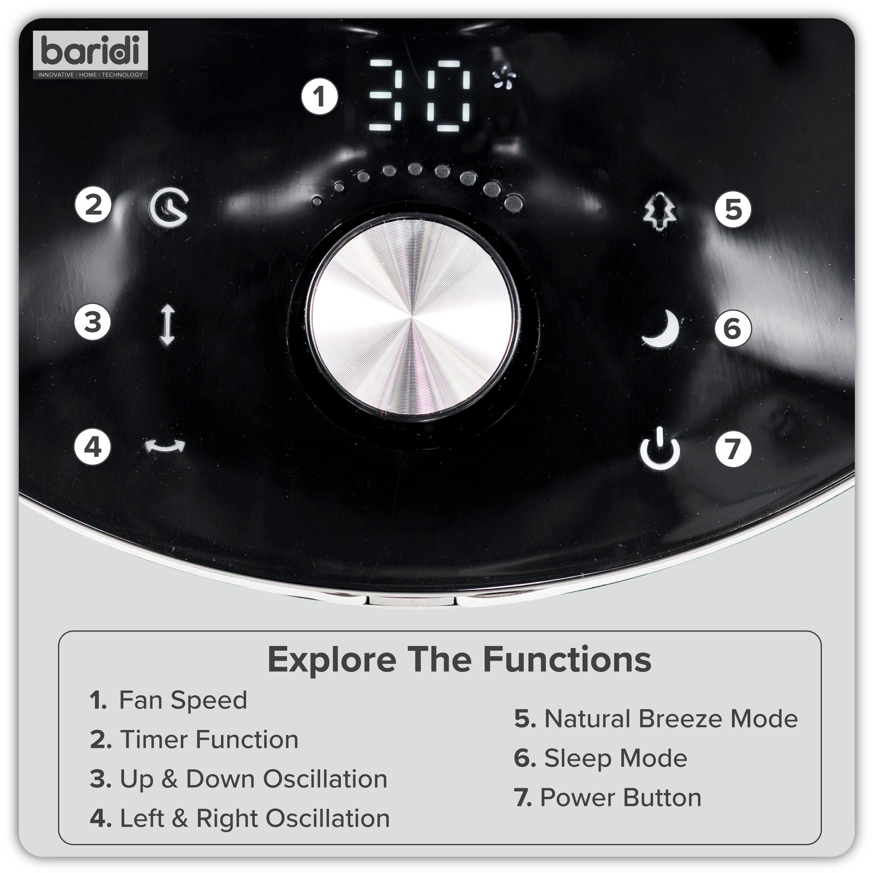 10 Inch Baridi Pedestal Fan with Remote Control - Black (DH143) - Quiet Cooling for Bedroom, Office & Home Use