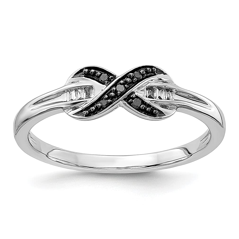 14K White Gold Black Diamond X Band Ring Size 6.00 - Infinity Fine Jewelry for Women | Elegant Stackable Ring, Anniversary Gift, Wedding Band, Valentine's Day Present for Her
