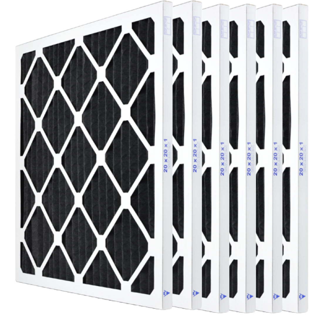Aerostar 20x20x1 MERV 8 Activated Carbon Air Filters - 6 Pack | Odor Eliminator for Home & HVAC Systems | Ideal for Allergies, Pets, and Smoke Removal