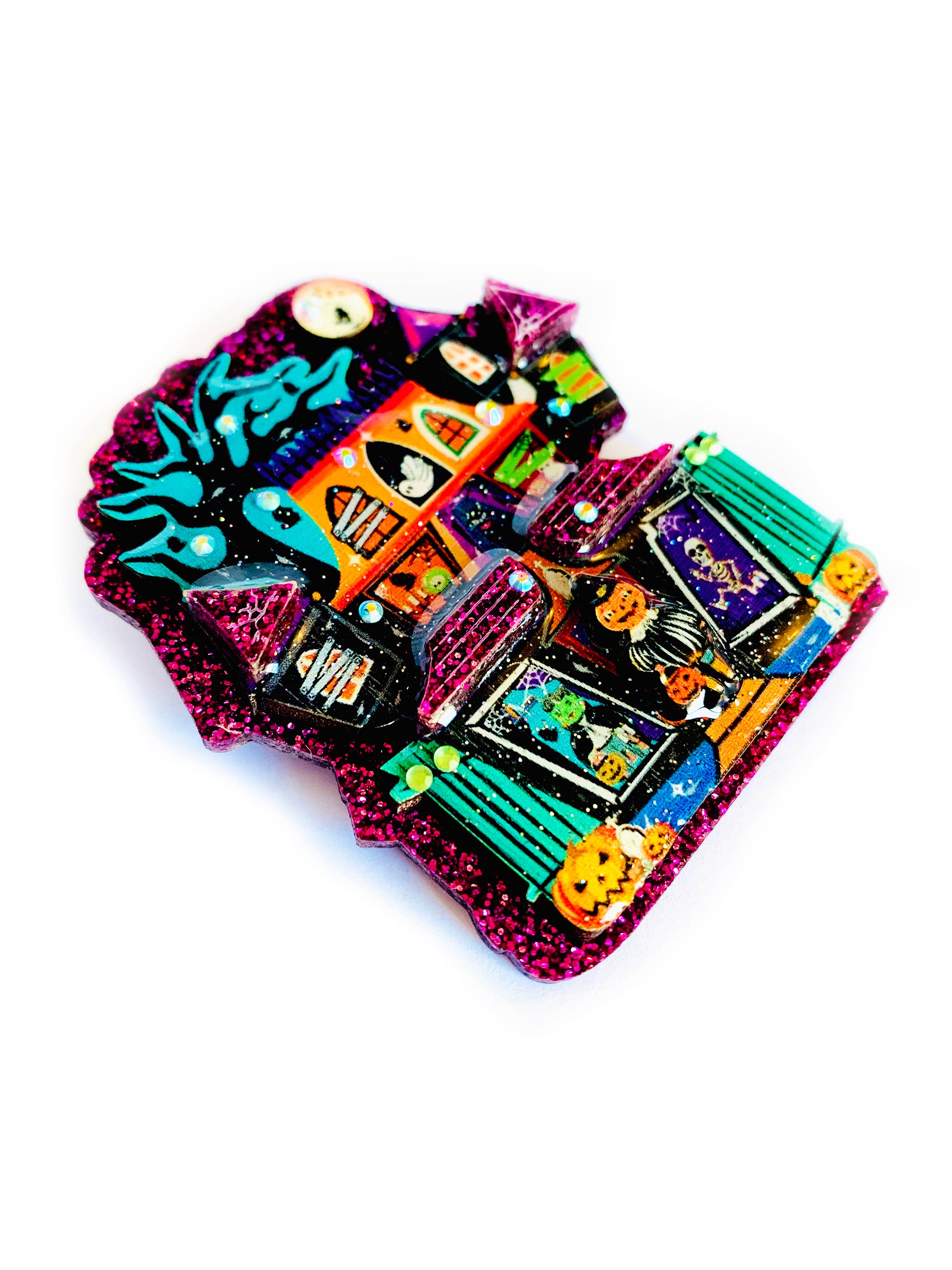 Spooky Halloween House Brooch - Vintage Gothic Pin by Rosie Rose Parker - Perfect for Costumes, Jackets & Accessory Collections