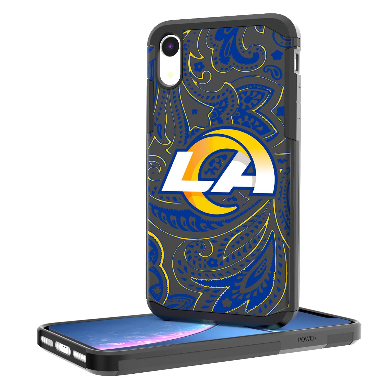 Los Angeles Rams iPhone Case - Rugged Paisley Design Protective Cover for iPhone 12/13/14 Pro Max | Durable Shockproof Phone Case for Football Fans & Sports Enthusiasts
