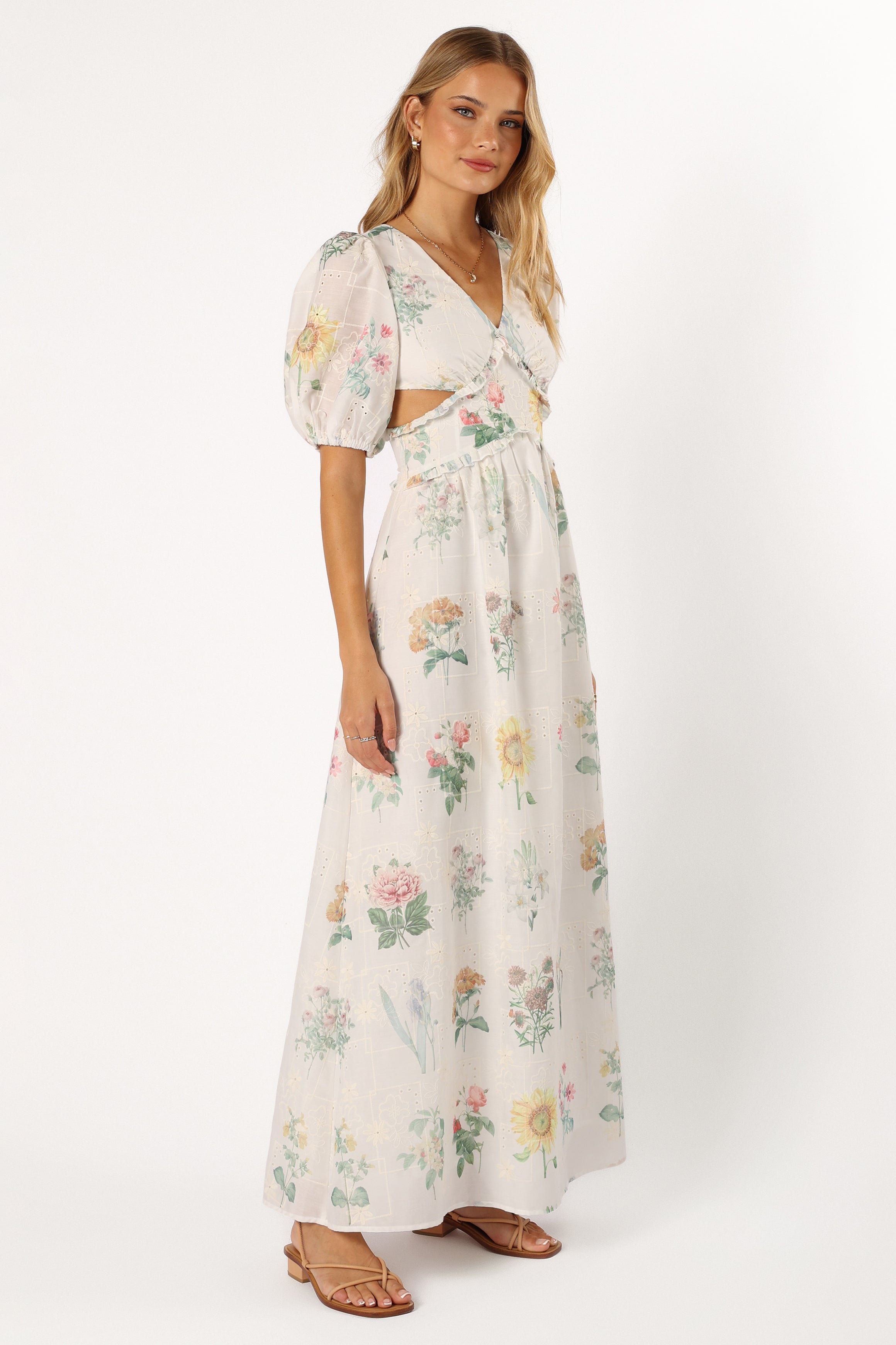 Jemima Puff Shoulder Maxi Dress - Floral Print Summer Dress for Women | Elegant Boho Chic Dress for Beach, Wedding & Special Occasions