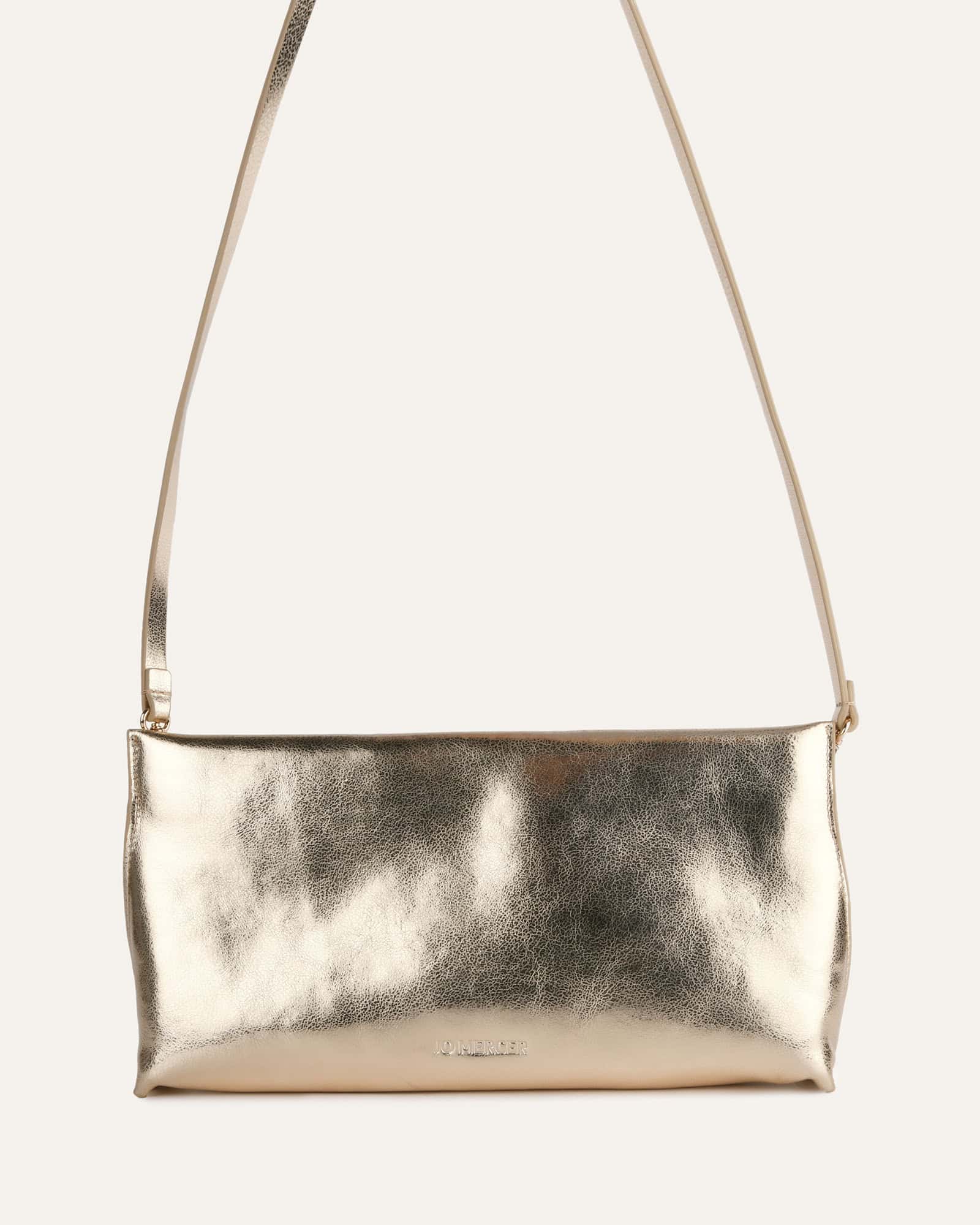 BONNIE Women's Clutch Bag Light Gold Genuine Leather Handbag for Evening Parties, Weddings & Special Occasions