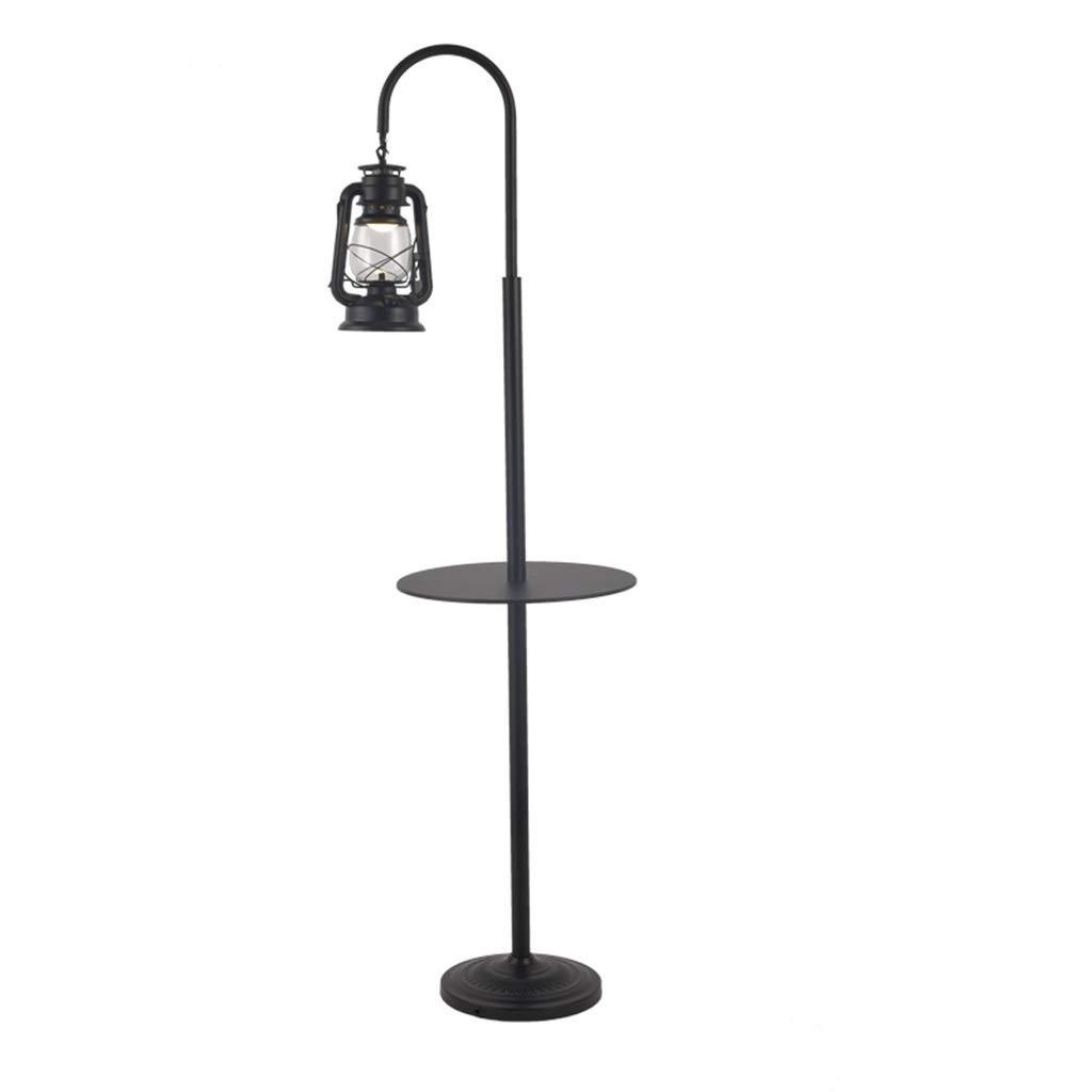 Vintage Wrought Iron Floor Lamp with Lantern Design - European Style Standing Lamp for Living Room, Study & Bedroom - Rustic Kerosene-Style Lighting for Home Decor & Cozy Ambiance