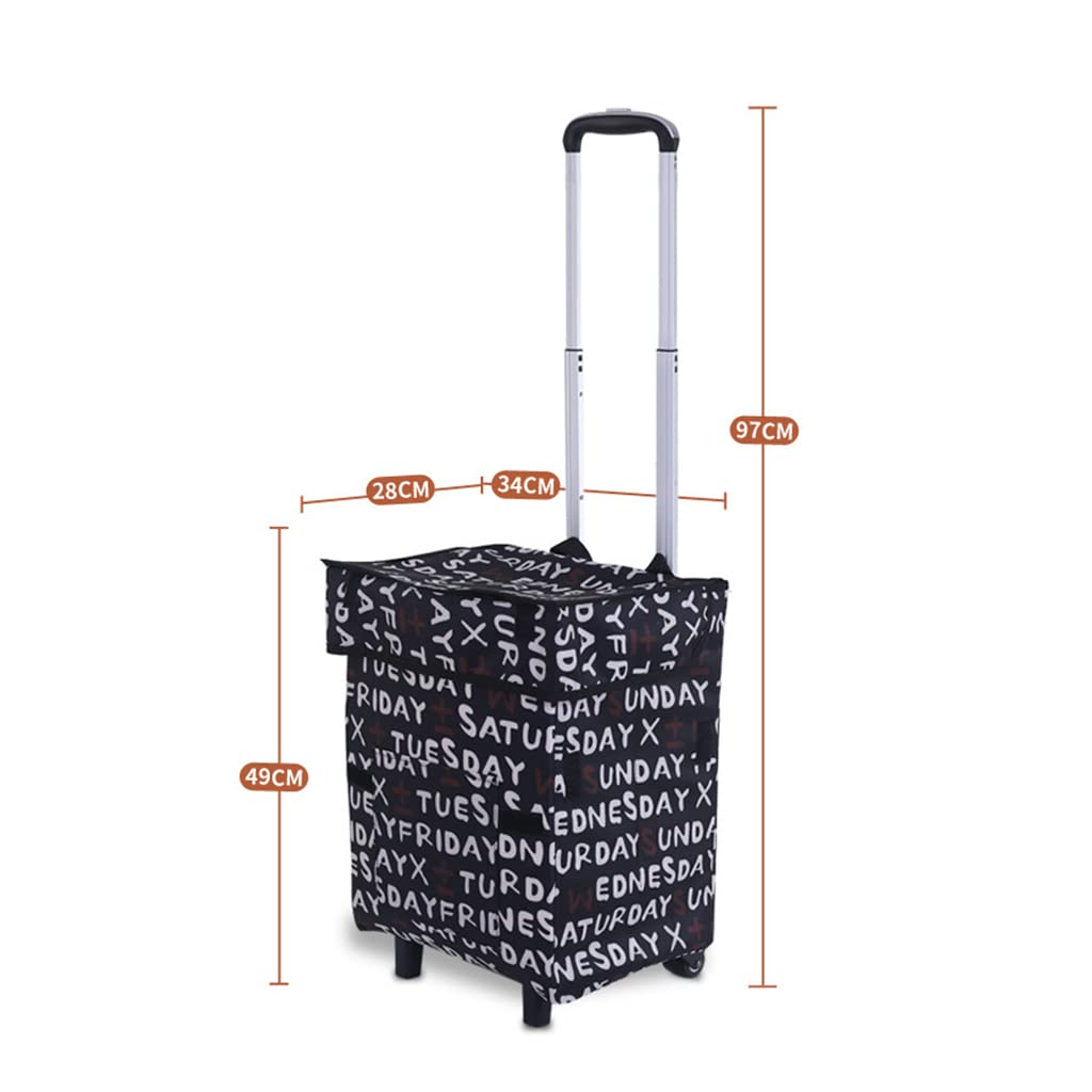 Foldable Shopping Cart with Wheels - Grocery Trolley Bag for Market & Travel