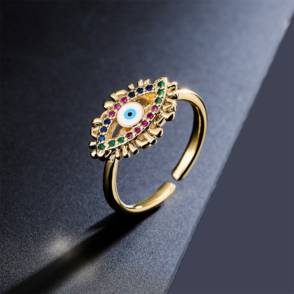 Elegant Bronze Zirconium Eye Shape Ring for Women - Boho Chic Jewelry for Everyday Wear, Date Nights & Special Occasions