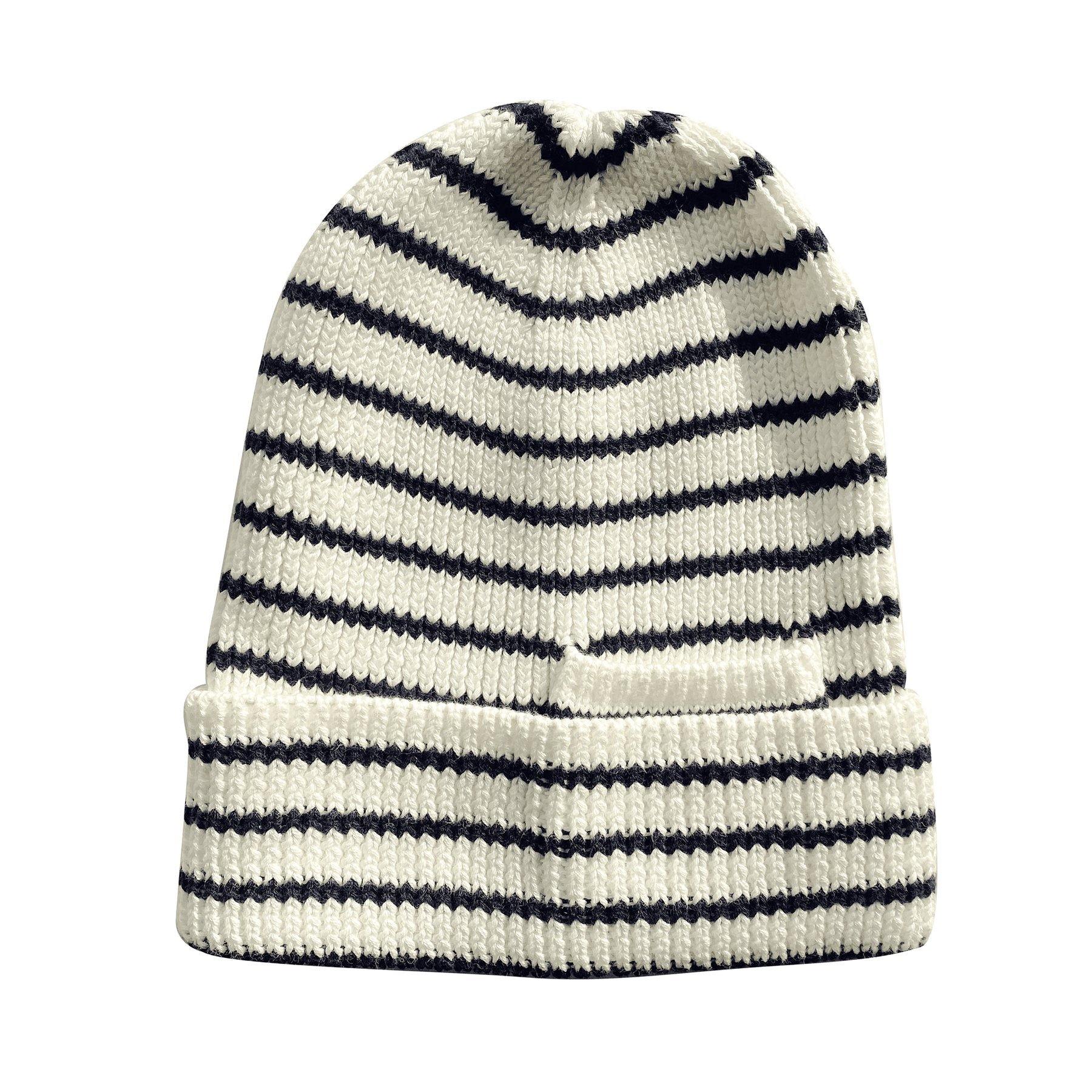 Tilley Organic Stripe Cotton Beanie Hat - Soft & Warm Winter Knit Cap for Men & Women - Perfect for Skiing, Hiking & Outdoor Activities