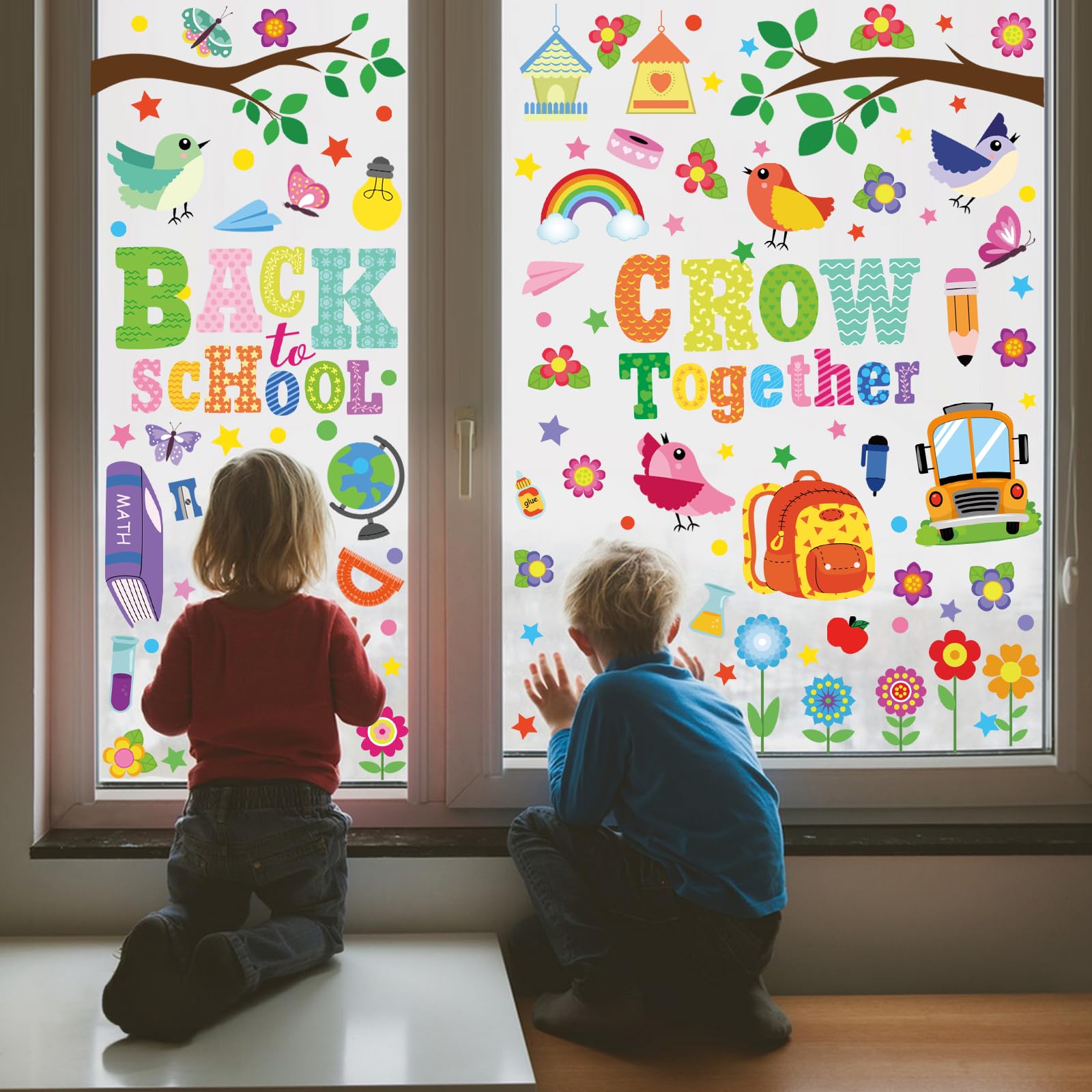 Back to School Window Clings - 139 Pcs Classroom Decoration Stickers for Glass Windows | Welcome Back Party Supplies | Ideal for School Decor, Teacher Gifts & First Day Celebrations