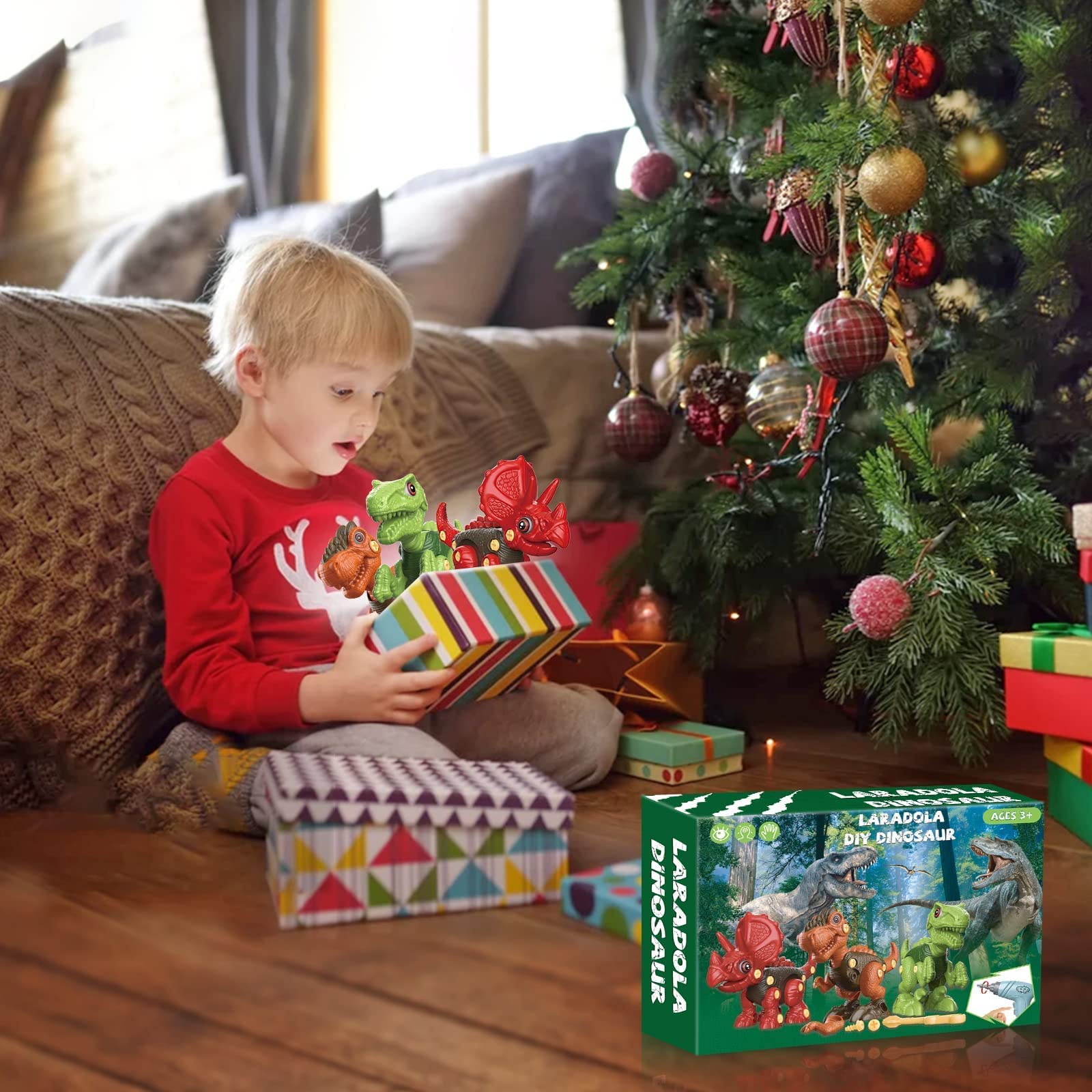 Laradola Transformable Construction Robot Toy Cars with Take Apart Dinosaur - STEM Learning Toys for Boys & Girls Ages 3-8 | Perfect for Birthday, Christmas Gifts & Pretend Play Scenes
