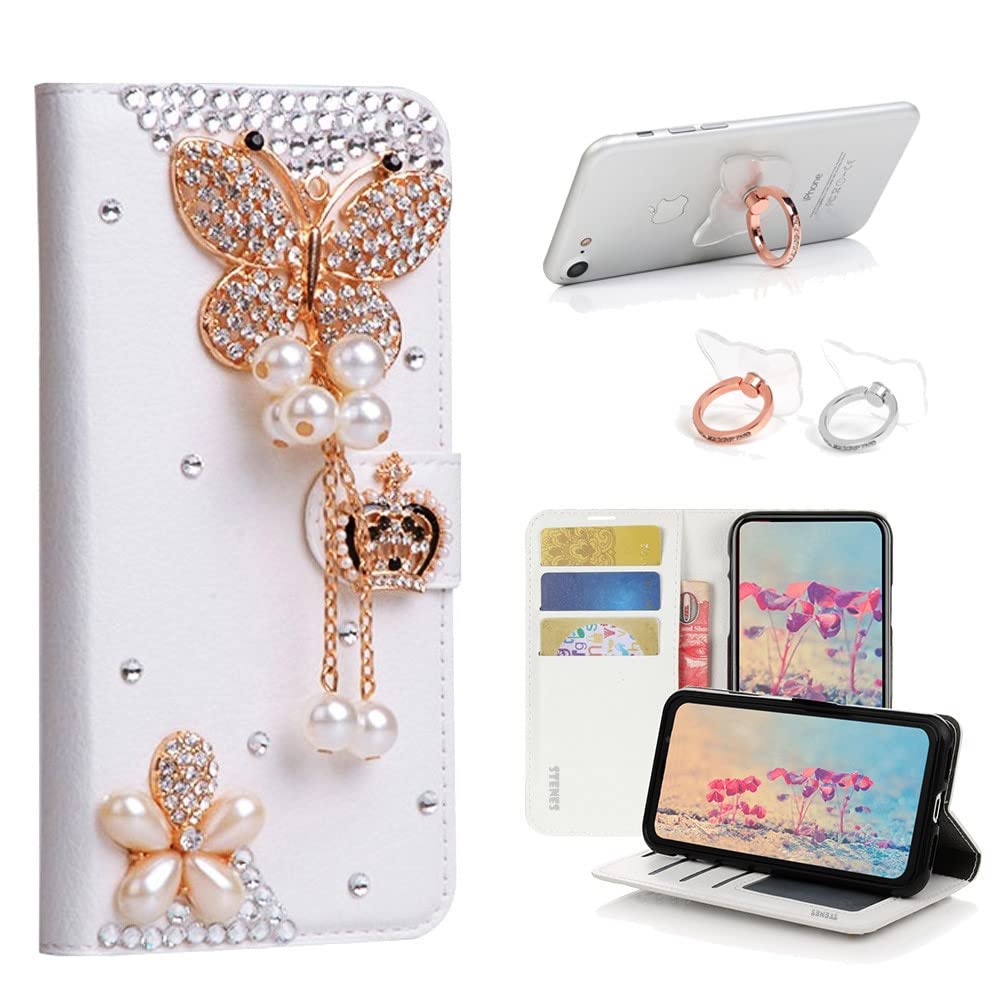 STENES Bling Wallet Case for Samsung Note 10 Plus - 3D Butterfly Leather Cover with Stand | Perfect for Parties & Daily Use