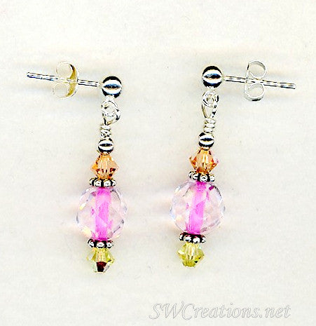 Pink Crystal Earrings for Women - Elegant & Sparkling Dangle Earrings | Perfect for Parties, Weddings & Special Occasions