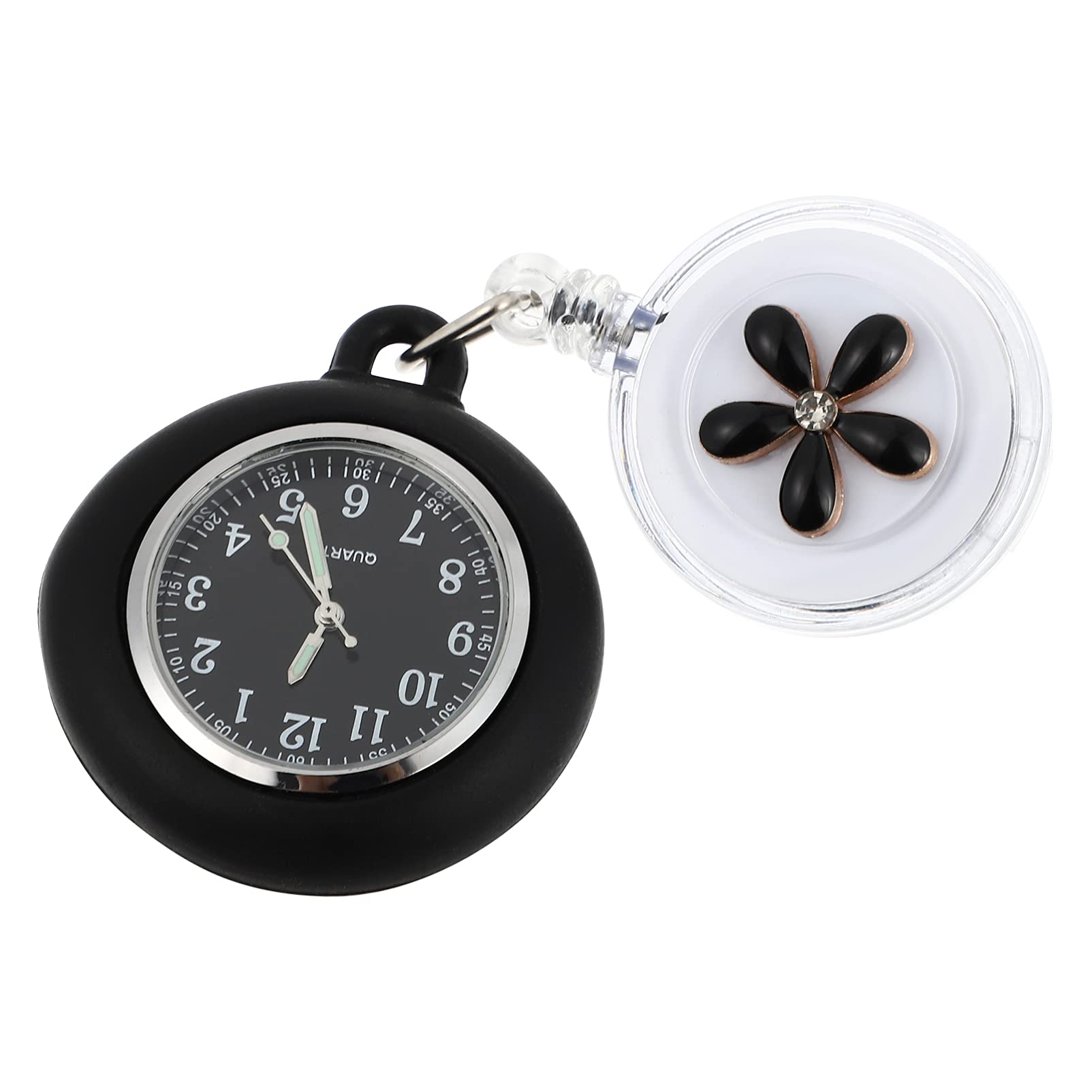 Hemobllo Retractable Lapel Watch - Doctor Clip-On Pocket Watch with Silicone Cover & Badge Fob - Perfect for Medical Professionals, Nurses, and Vintage Fashion Enthusiasts