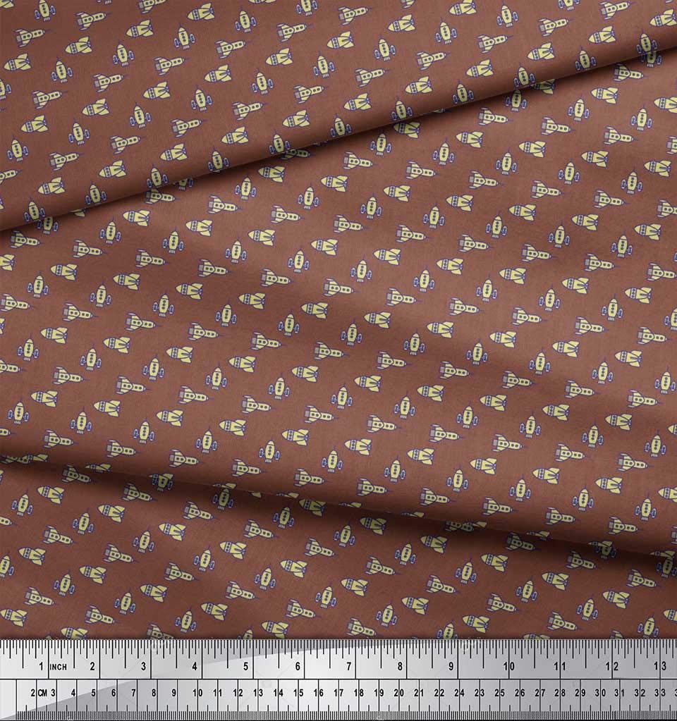 Soimoi 100% Polyester Crepe Fabric - Rocket Shirting Print Sewing Material - 42 Inch Wide (1 Yard) - Perfect for Dresses, Blouses, and DIY Fashion Projects