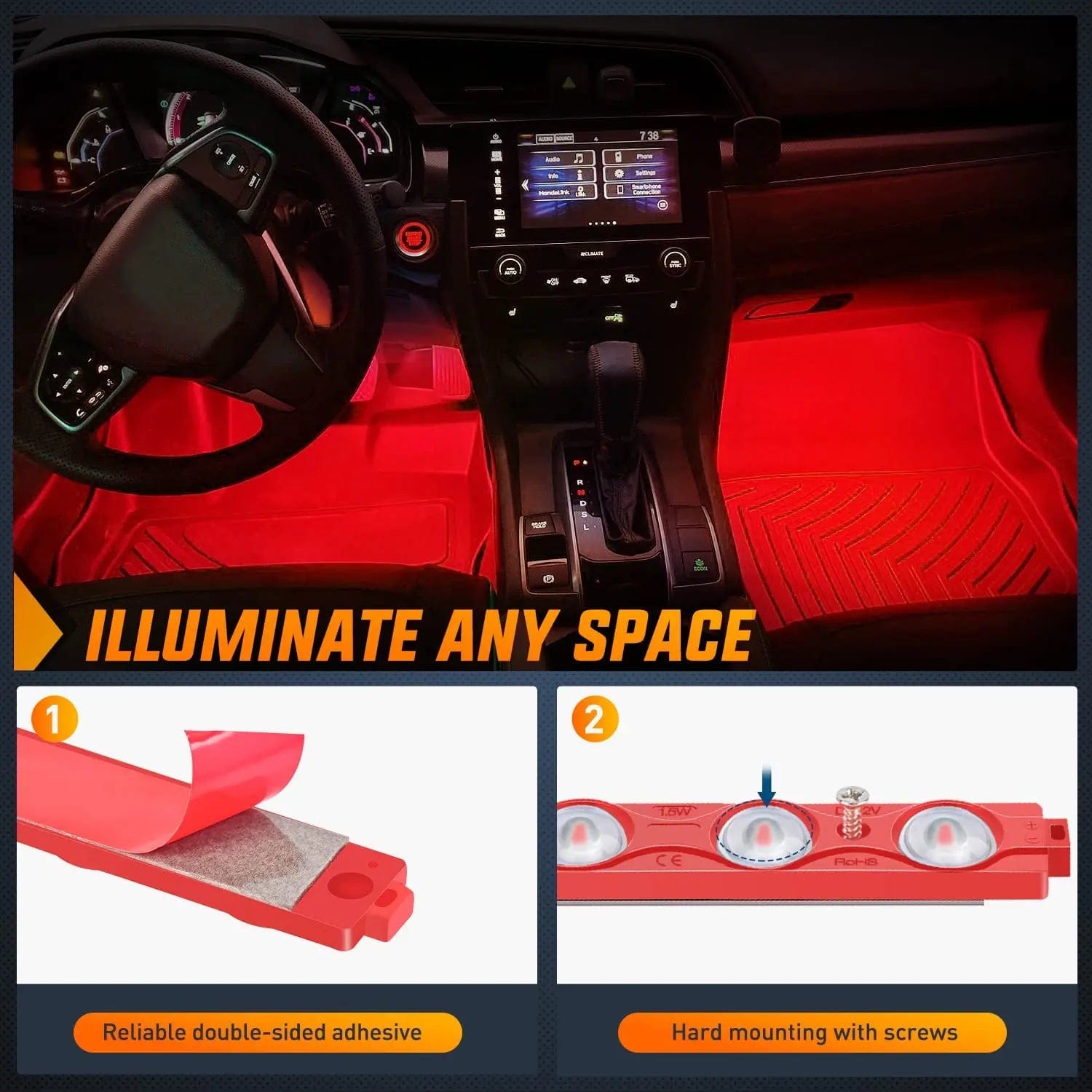 24-Piece Ultra Bright Red LED Light Kit - 8 Sets for Cars, Motorcycles, Boats & Home Decor - High Visibility & Energy Efficient Lighting
