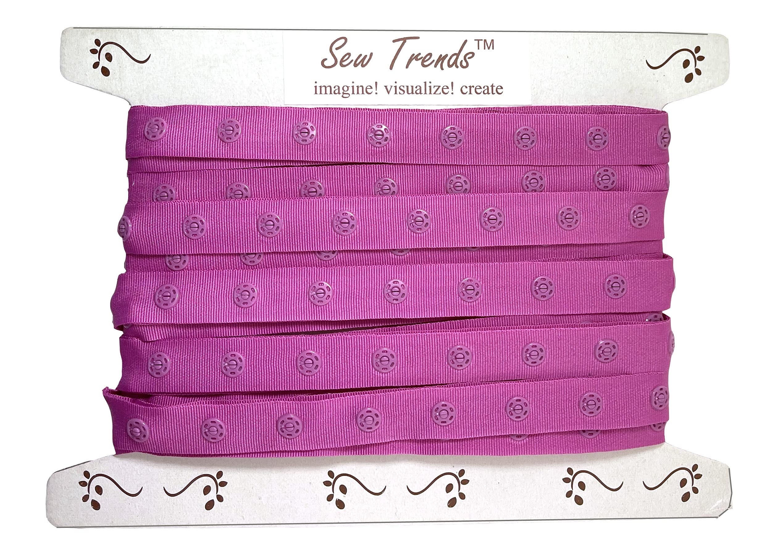 2 Yards Plastic Snap Button Polyester Tape Ribbon - Hook & Eye Fastener for Baby Clothes, Duvet Sewing, Renaissance Costumes & Lingerie (Fuchsia Magenta Pink) - Perfect for DIY Crafting, Dance Costume Accessories & Home Decor Projects