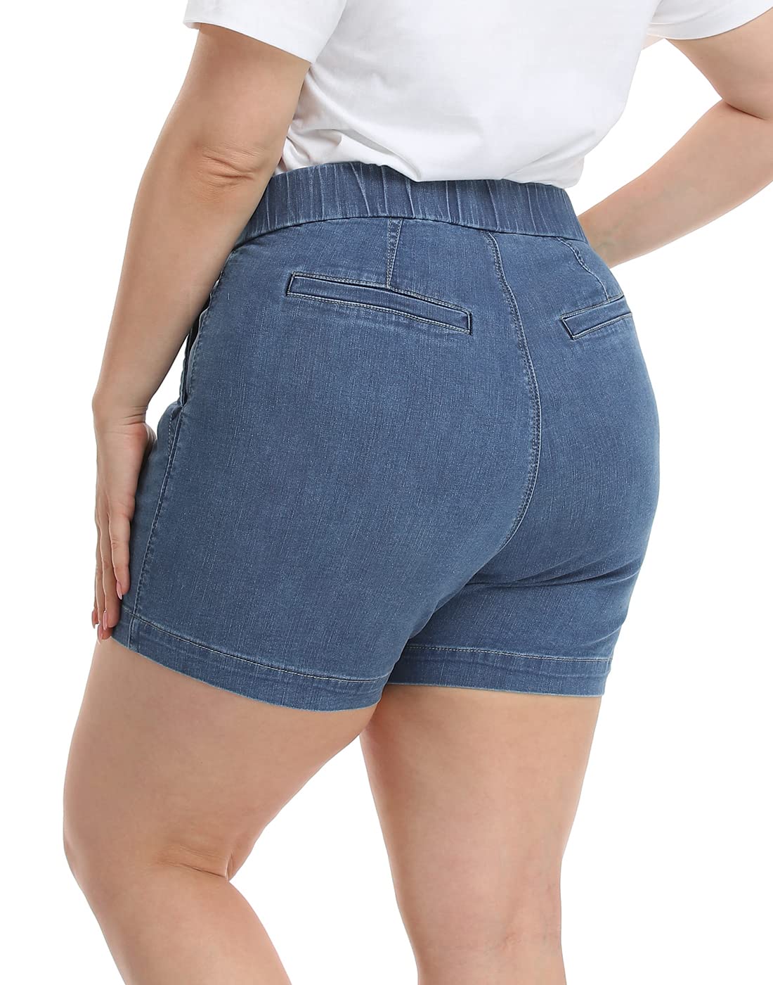 **HDE Women's Plus Size High Waisted Stretch Denim Shorts – Pull-On Jean Shorts for Casual Wear, Summer Outfits & Beach Vacations**