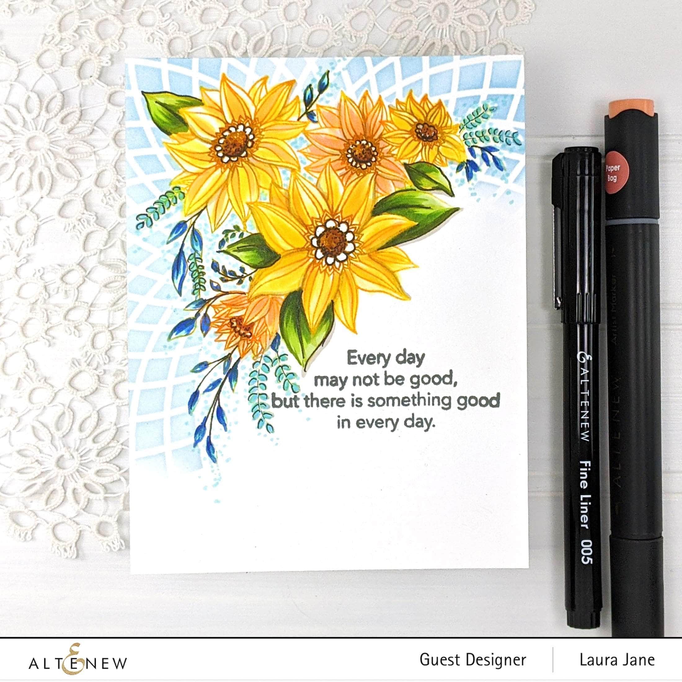 Floral Dahlia Stamp Set for Scrapbooking, Card Making & DIY Crafts - Vintage Flower Design Rubber Stamps