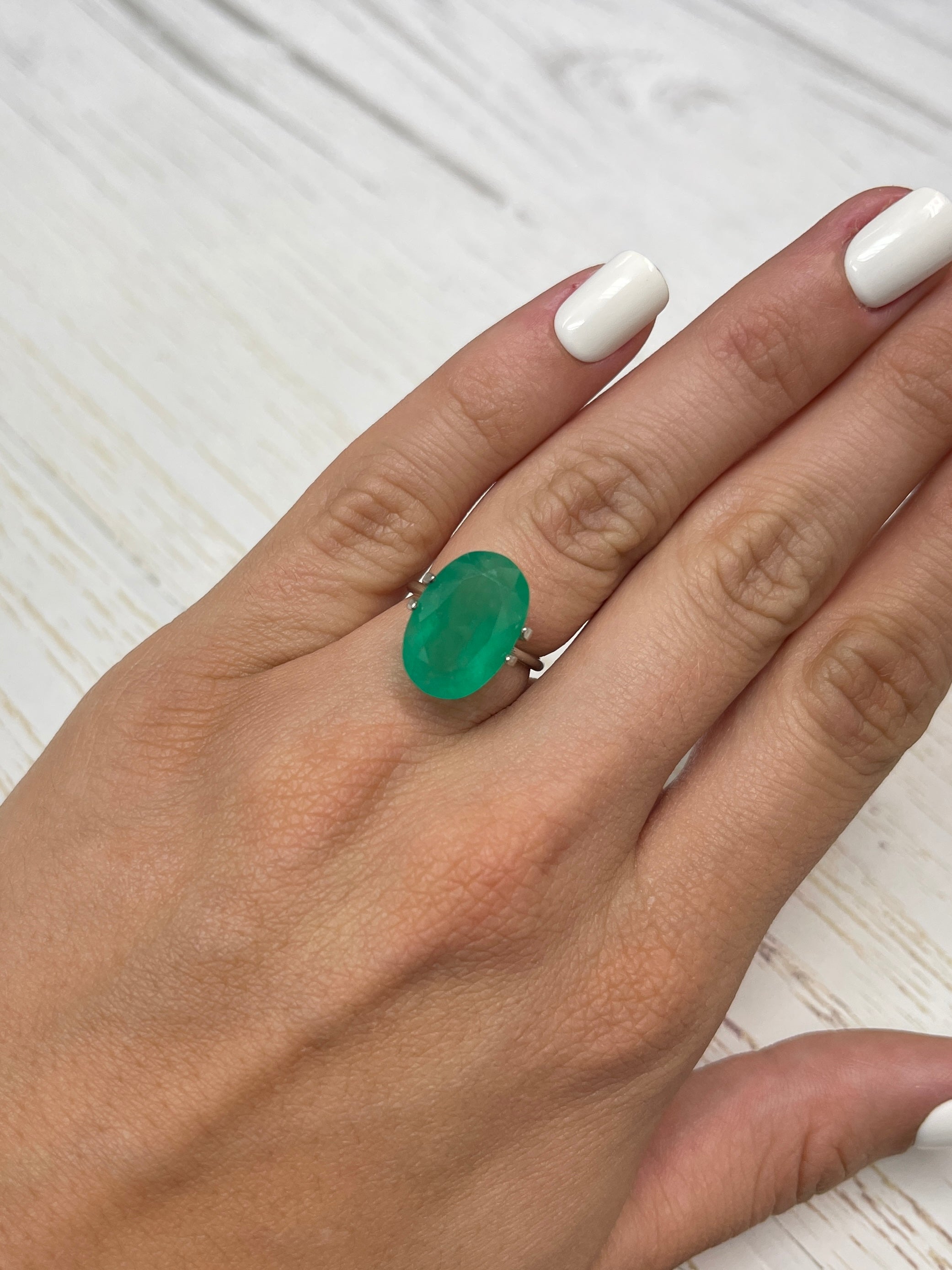 8.85 Carat Elongated Grassy Green Natural Loose Colombian Emerald Oval Cut - Perfect for Jewelry Making, Engagement Rings & Luxury Gifts
