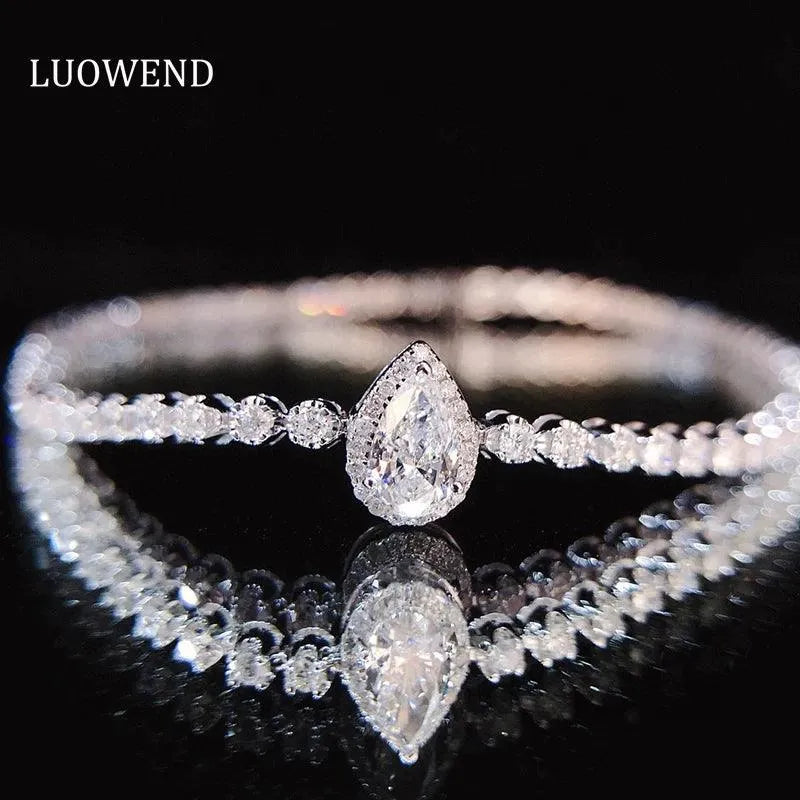 18K White Gold Diamond Bracelet for Women - Real Natural Diamonds, Luxury Minimalist Engagement Jewelry - Perfect for Parties, Weddings & Special Occasions