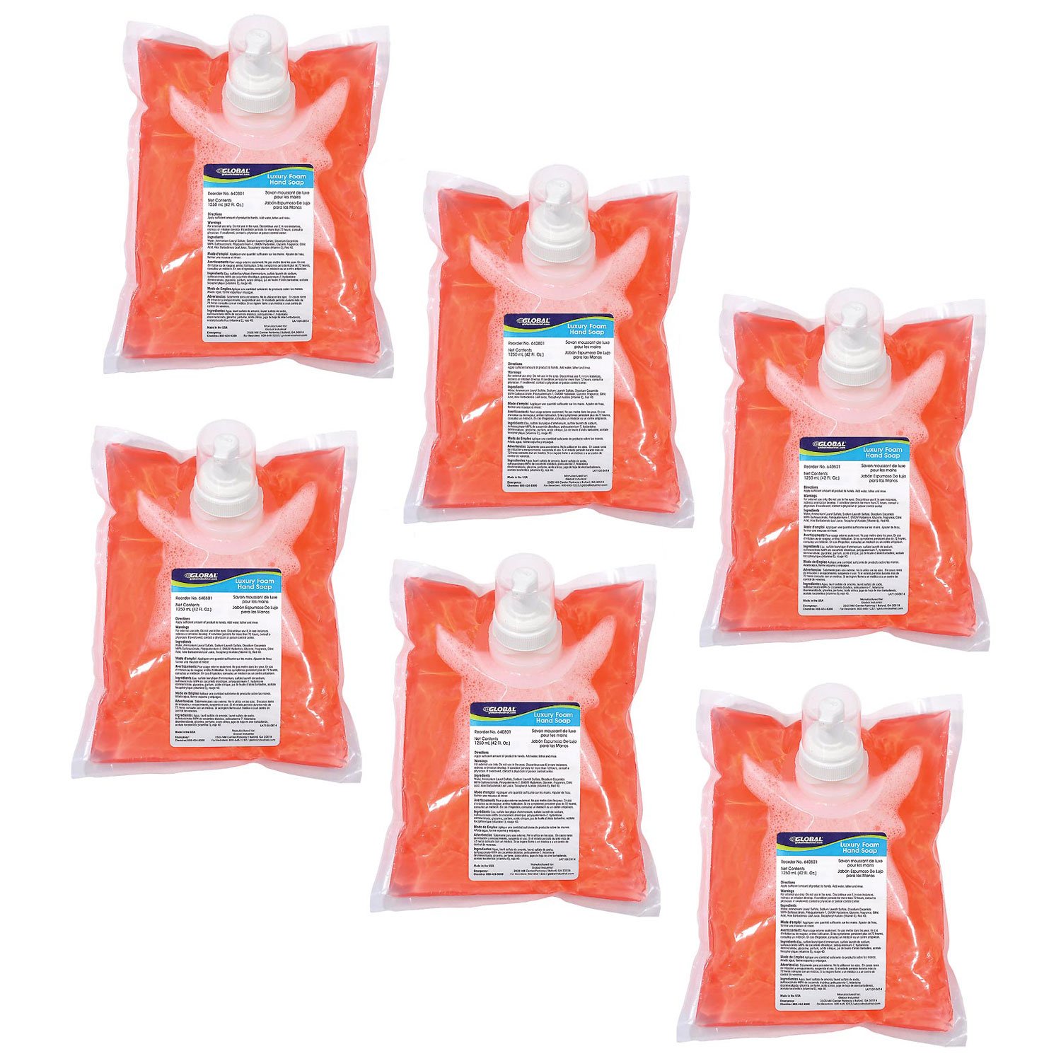 Premium Luxury Foam Hand Soap Refill - 1250ml (42oz) Bulk Pack of 6 | Industrial-Grade, Gentle on Skin | Ideal for Restaurants, Hotels, Offices & Commercial Use