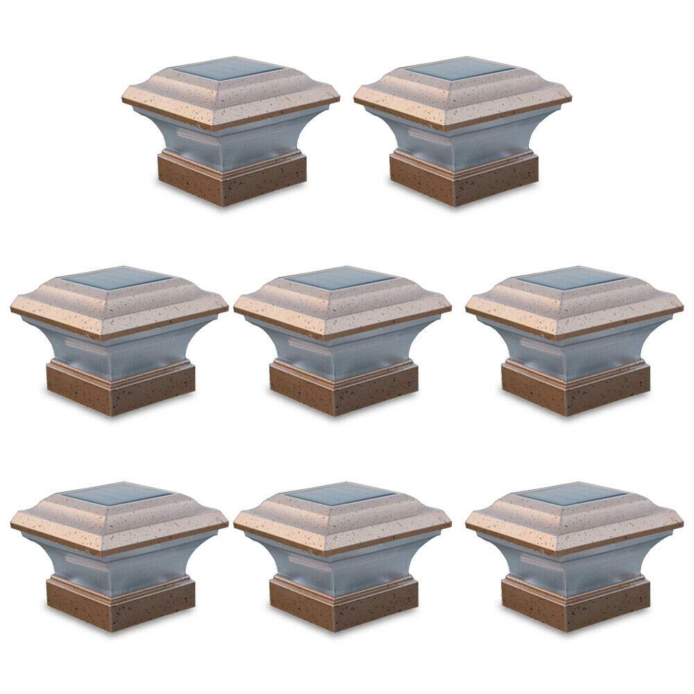 8PCS Solar Post Lights Outdoor - Waterproof Copper Solar Fence Cap Lights with LED for Garden, Yard, Deck, Patio & Landscape Lighting | Perfect for Pathway, Driveway & Outdoor Decoration