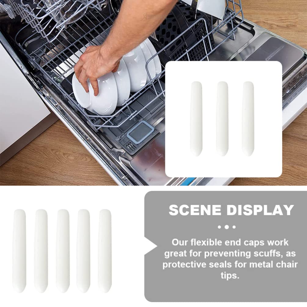 SOLUSTRE 200pcs Dishwasher Rack Protector Caps - White Rubber End Covers for Dishwasher Tine Prongs, Shelf Tips & Rack Repair - Durable Dishwasher Accessories for Kitchen & Home Use