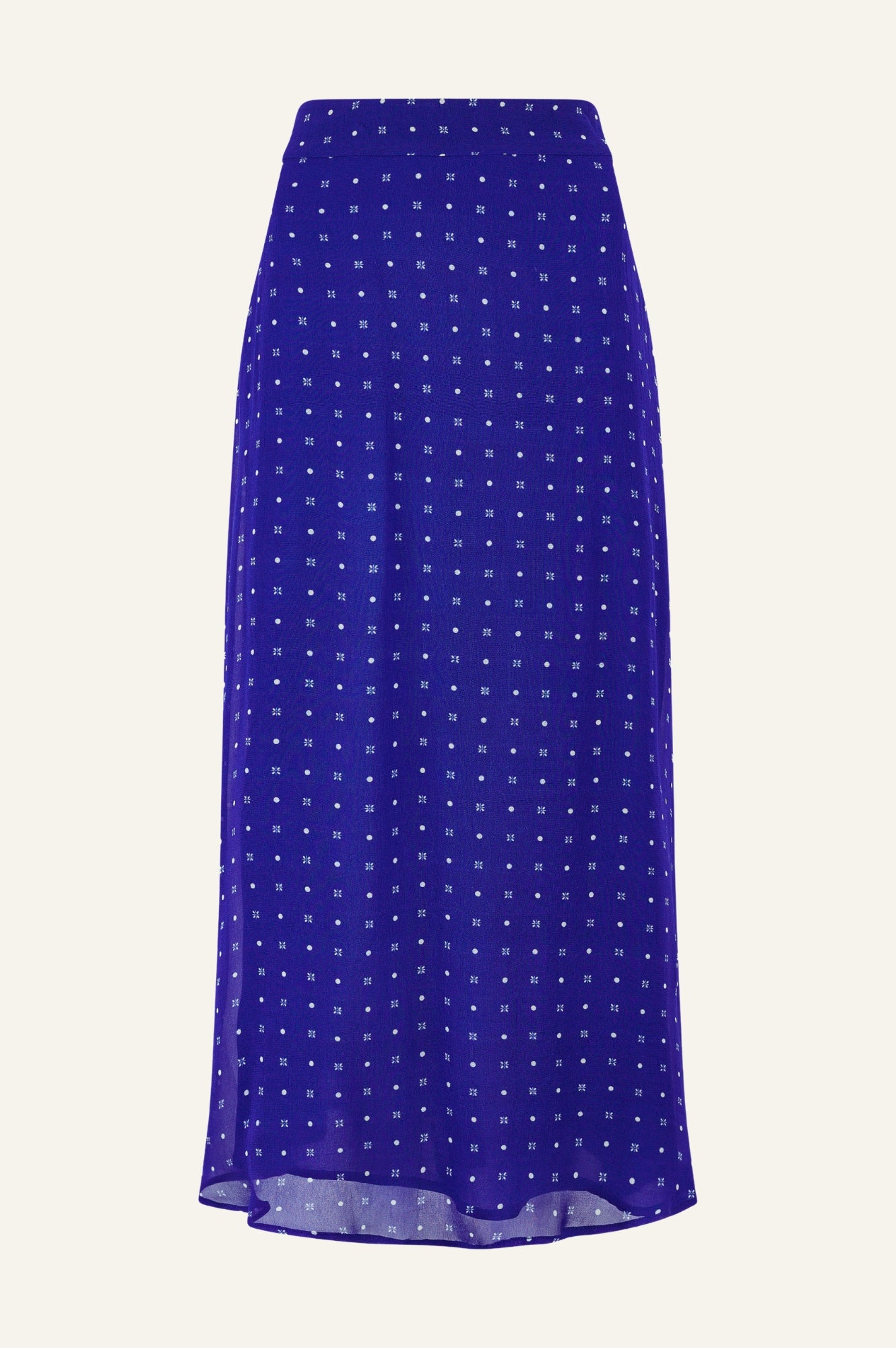Kate Skirt - Polka Dot Cobalt & White Flared Midi Skirt for Women | Perfect for Office, Date Night & Summer Outfits